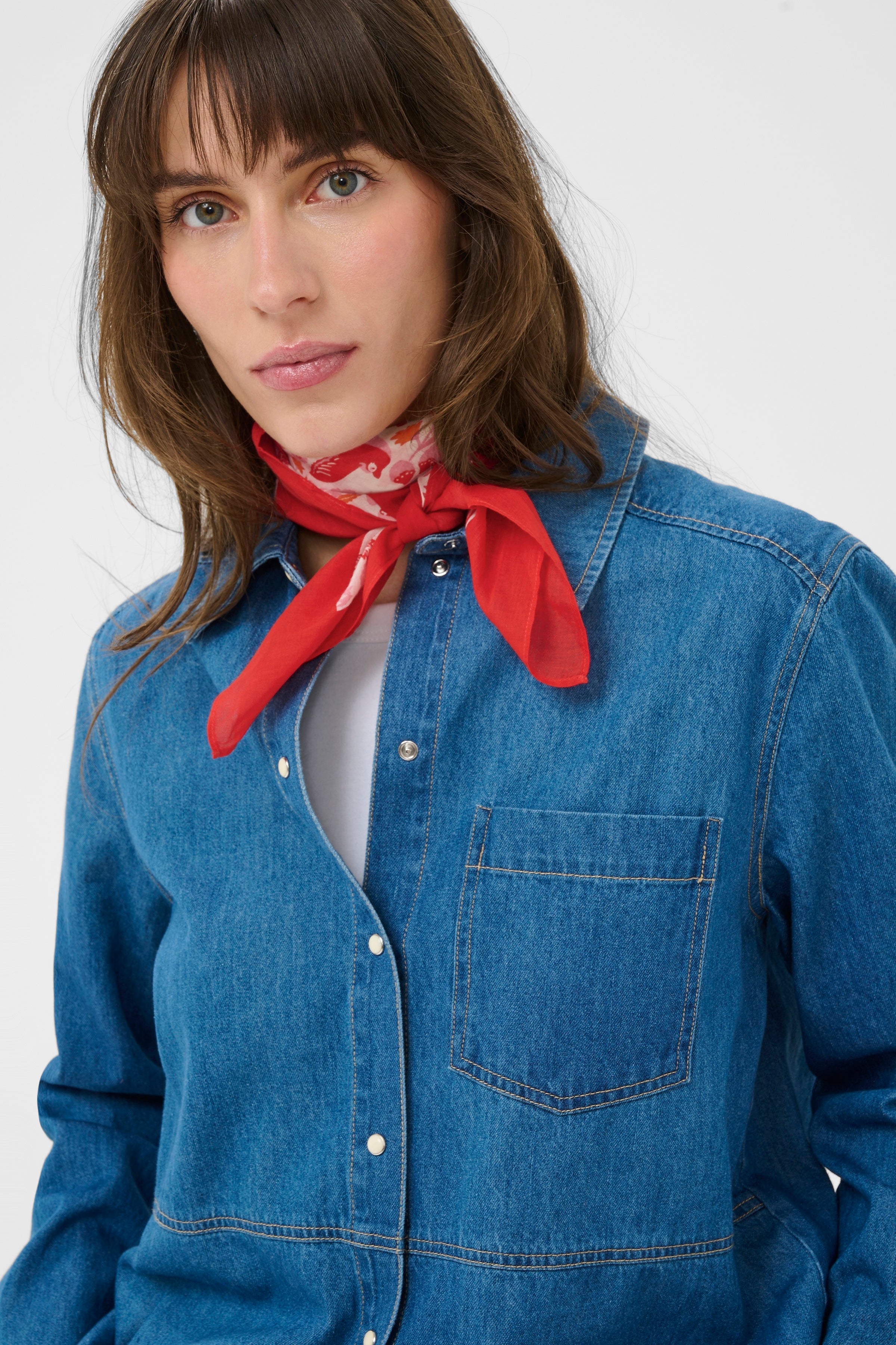 Phil Poppy Red Bird Square Scarf - 30309304
