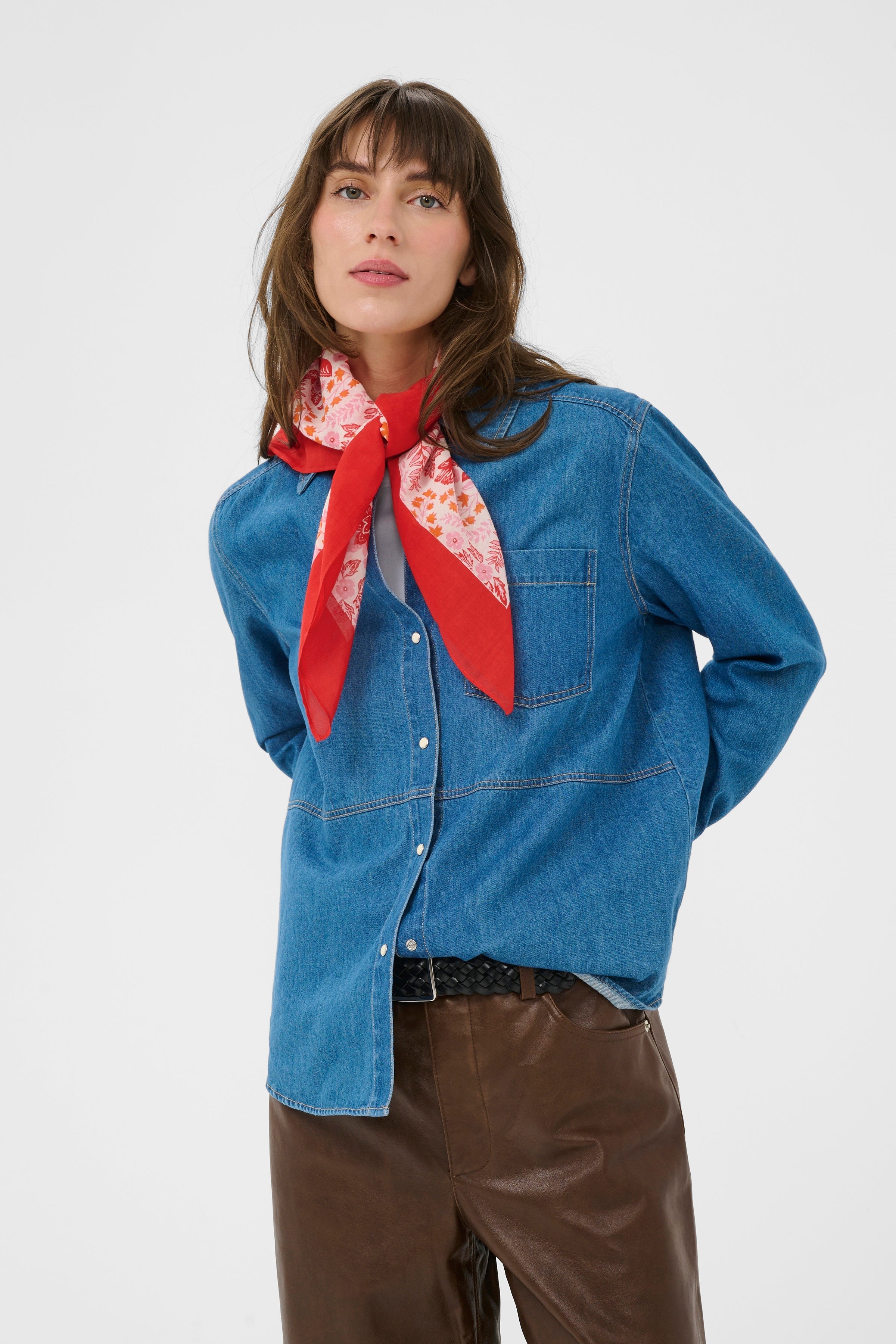 Phil Poppy Red Bird Square Scarf - 30309304