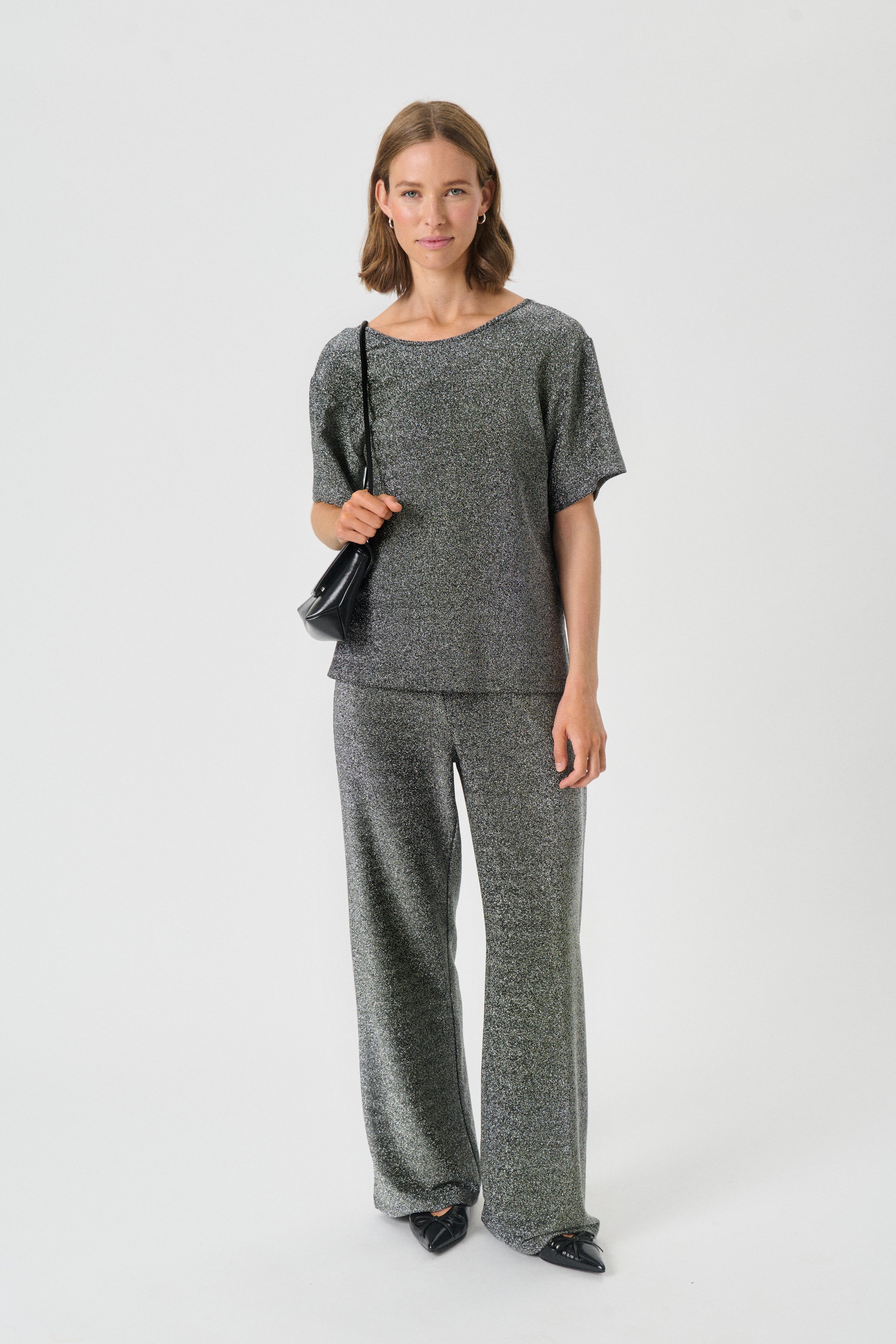 Black Shimmer Vibekke Pants - 30310271