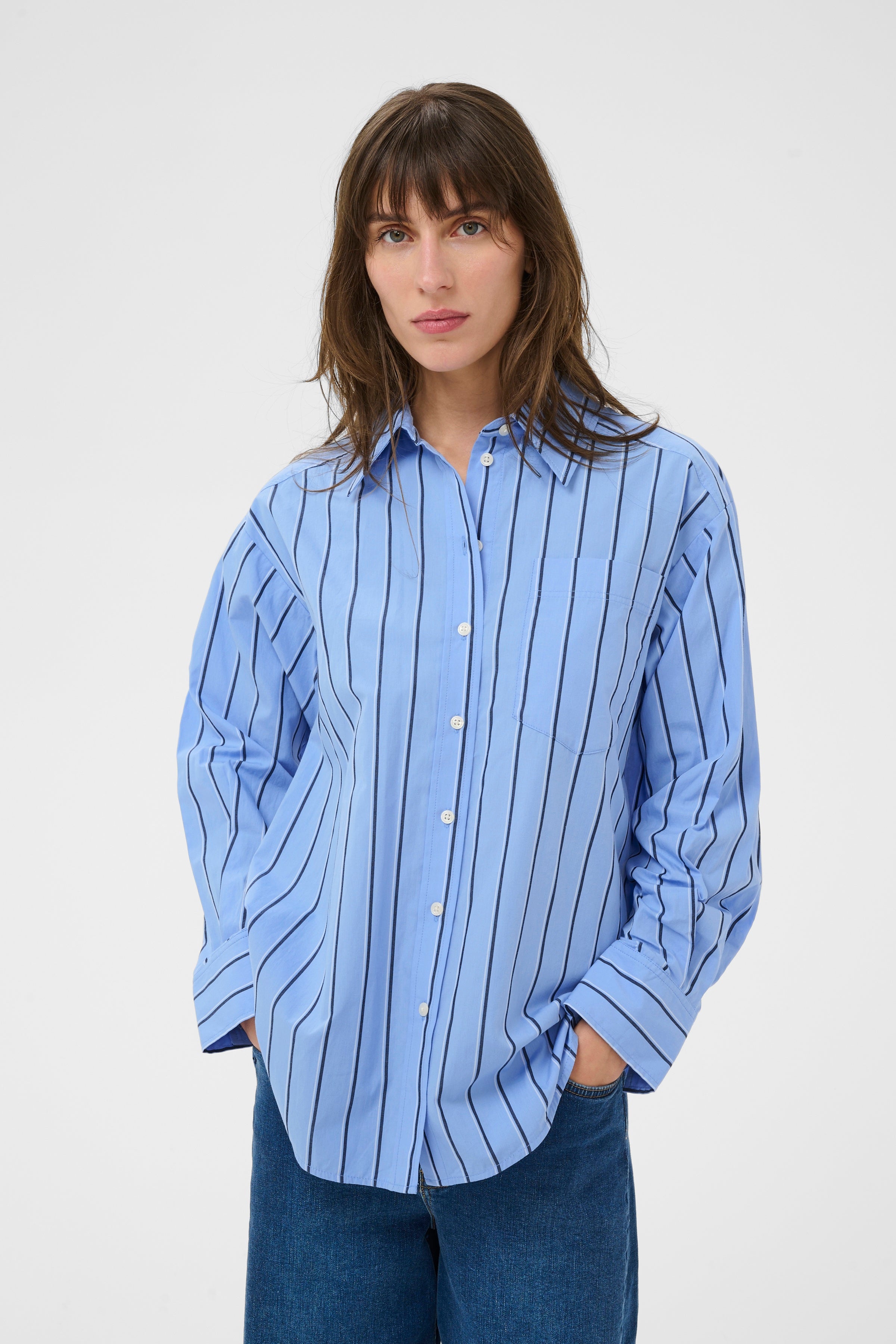 Annabella Blue Striped Shirt - 30310387