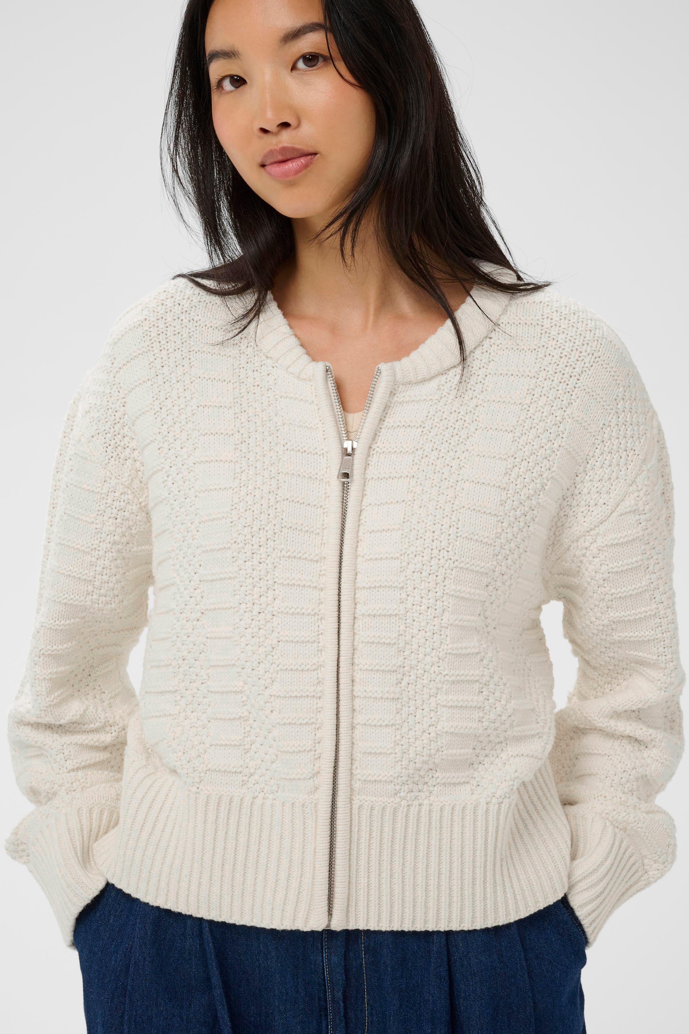 Aniela Whisper White Zip Cardigan - 30310397