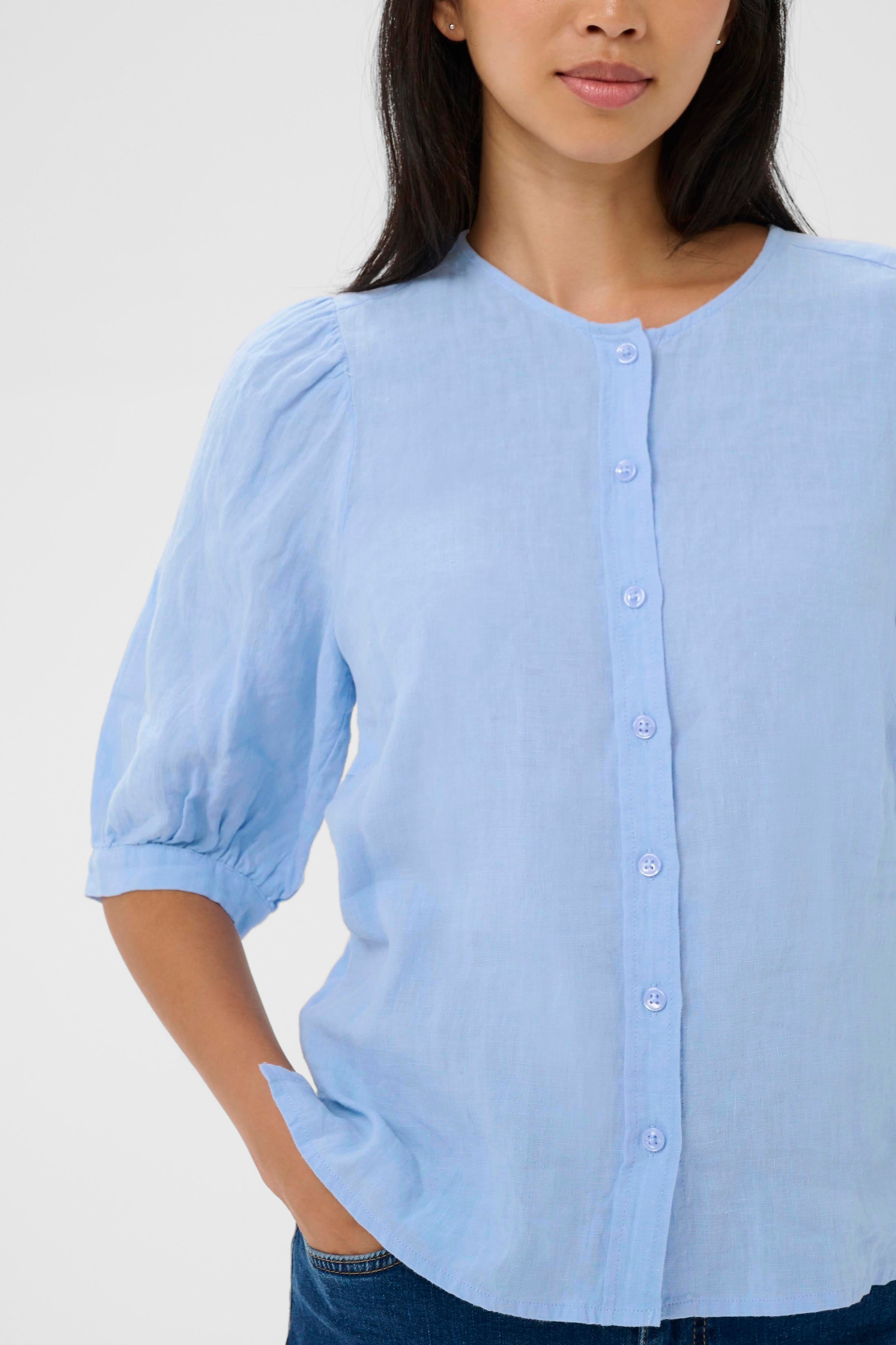 Azra Serenity Blue Linen Shirt - 30310416