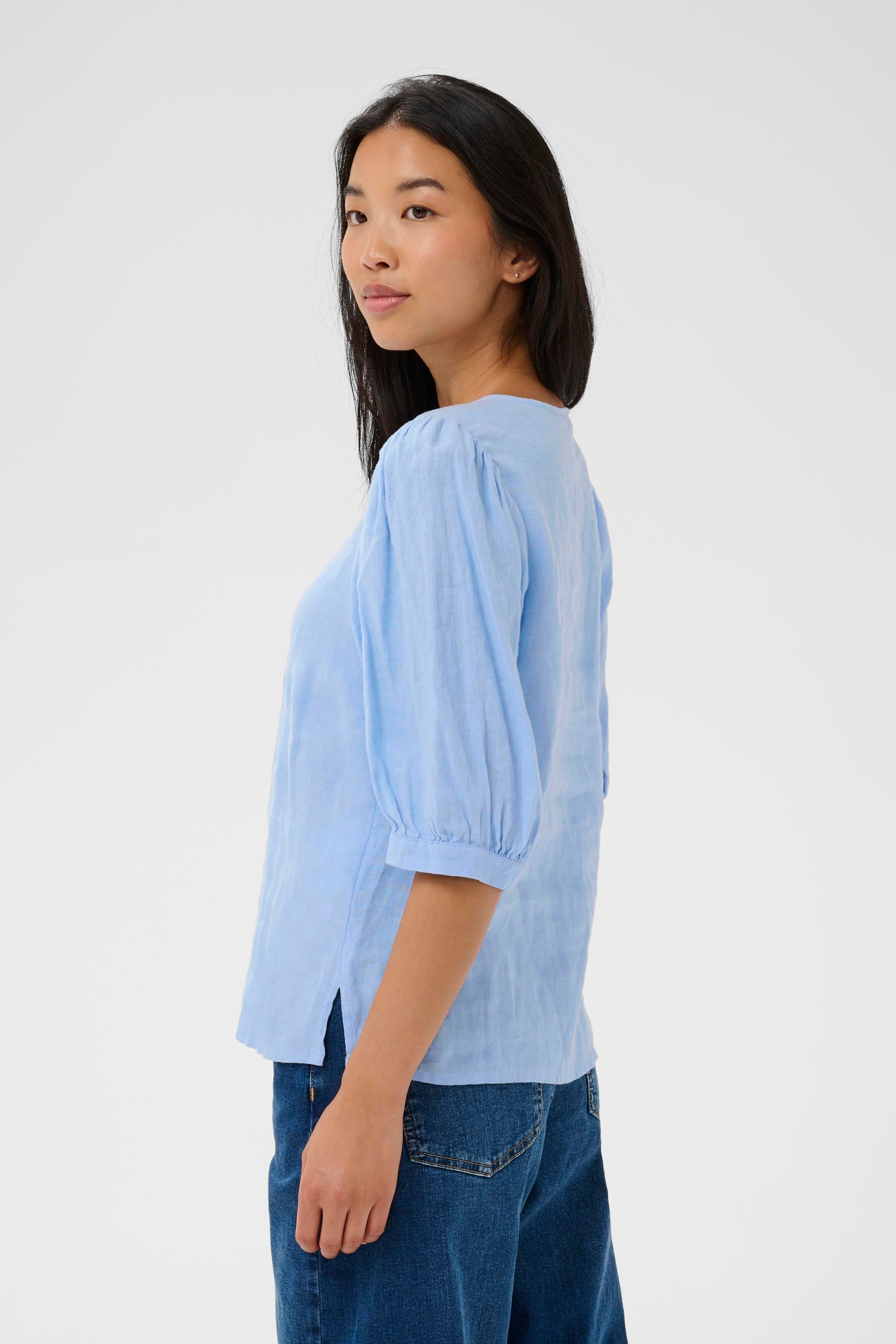 Azra Serenity Blue Linen Shirt - 30310416