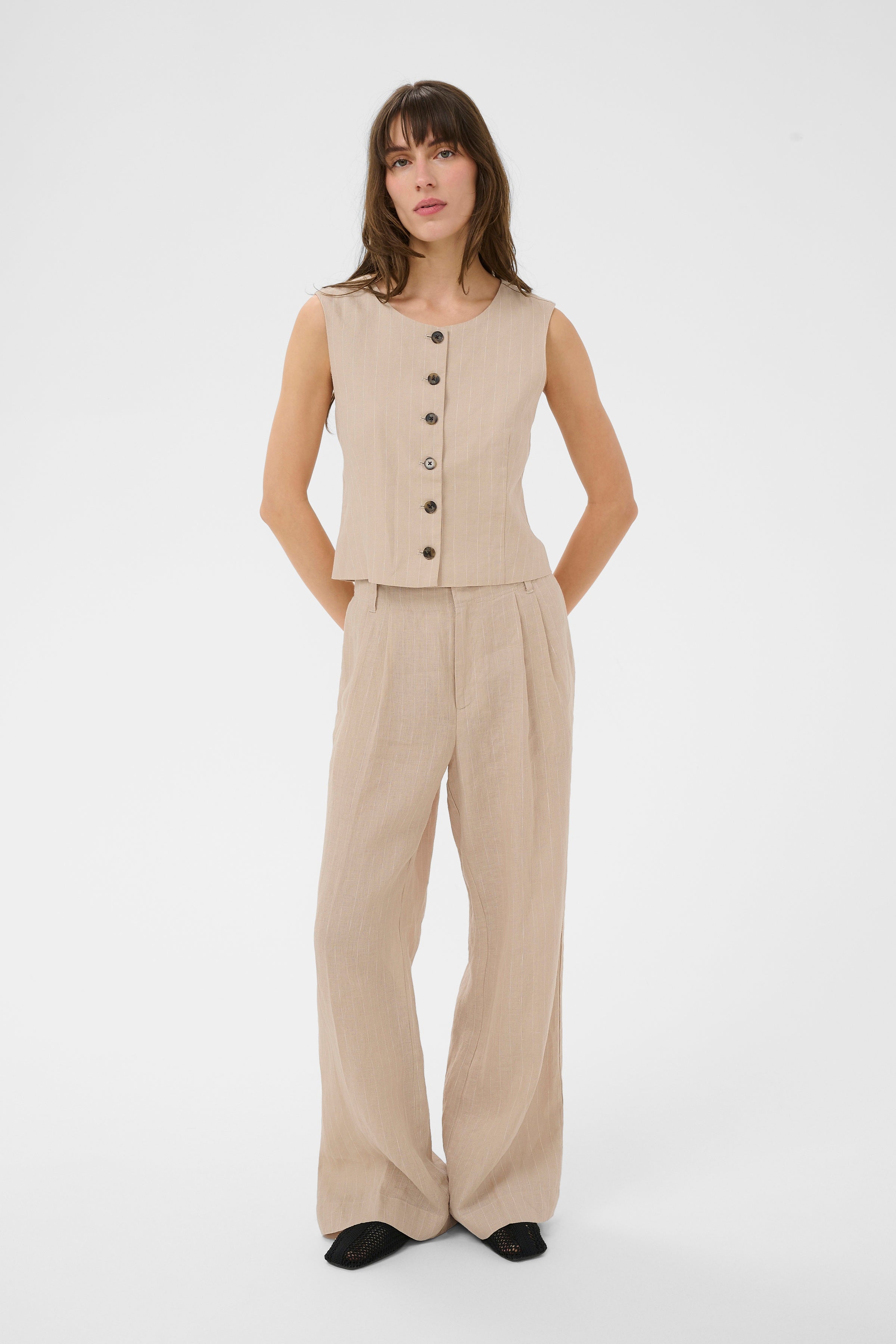Azania Neutral Pinstripe Waistcoat - 30310487