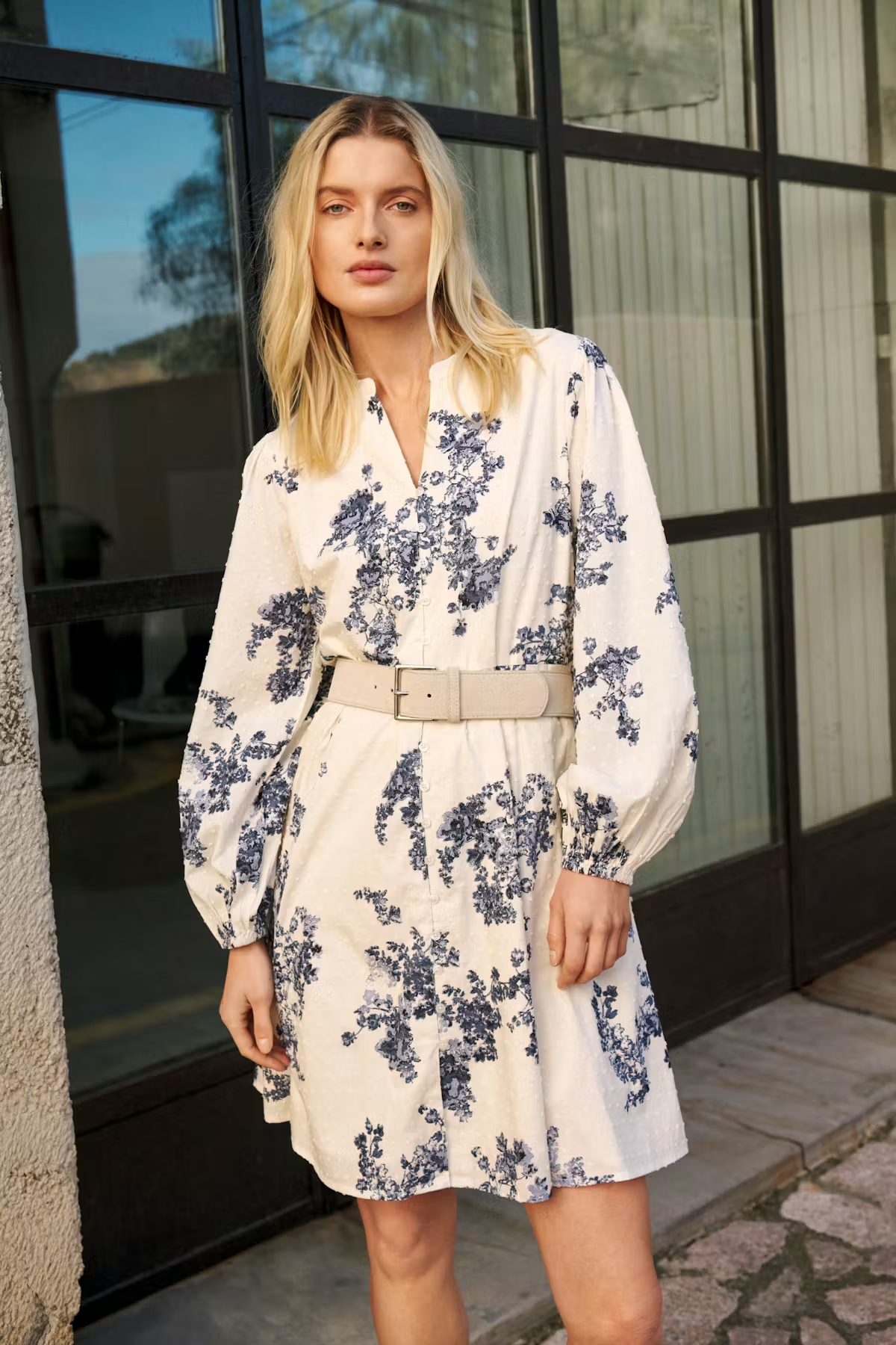 Avira Blue Shadow Floral Dress - 30310662