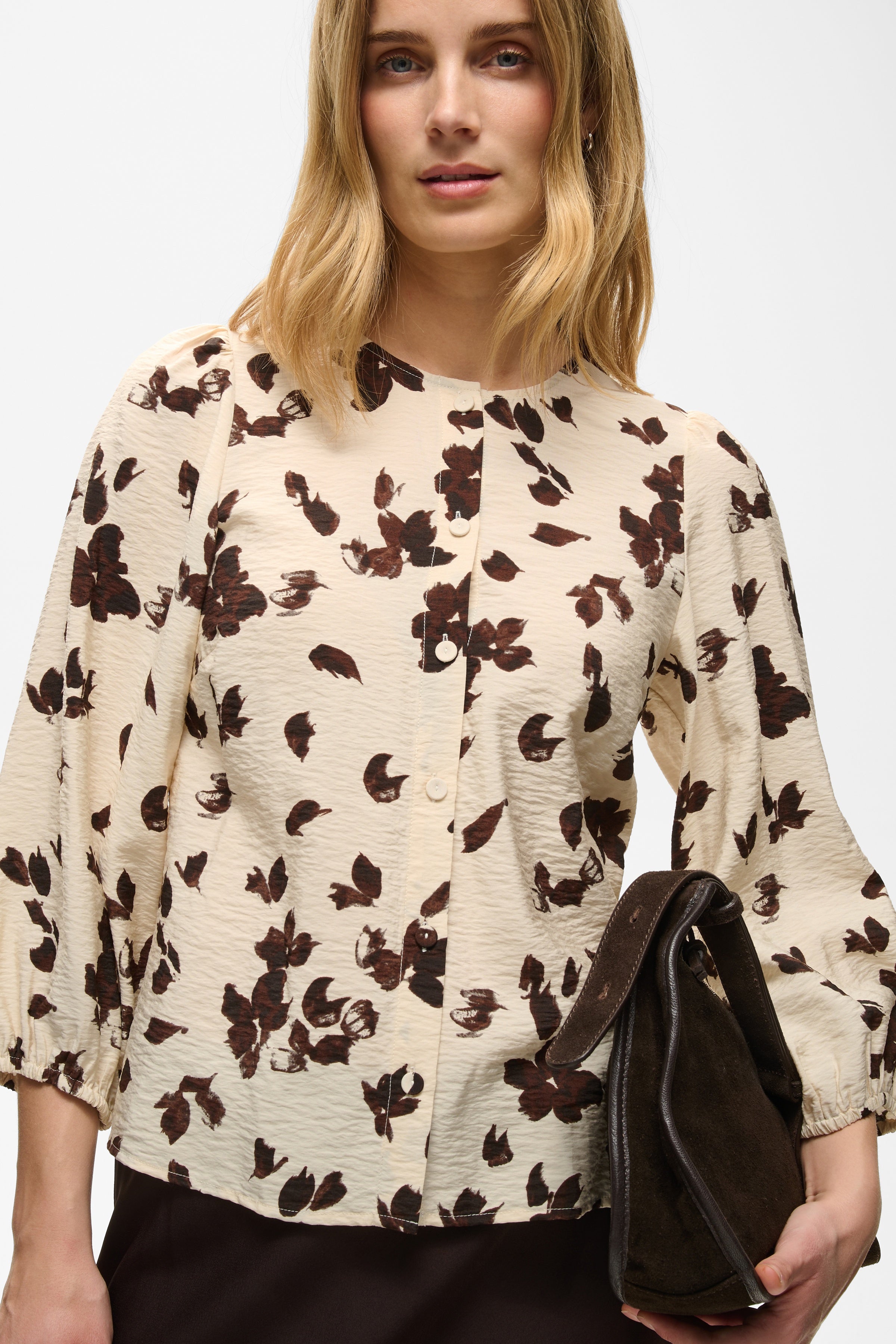Channie Oatmeal Print Shirt - 30310770
