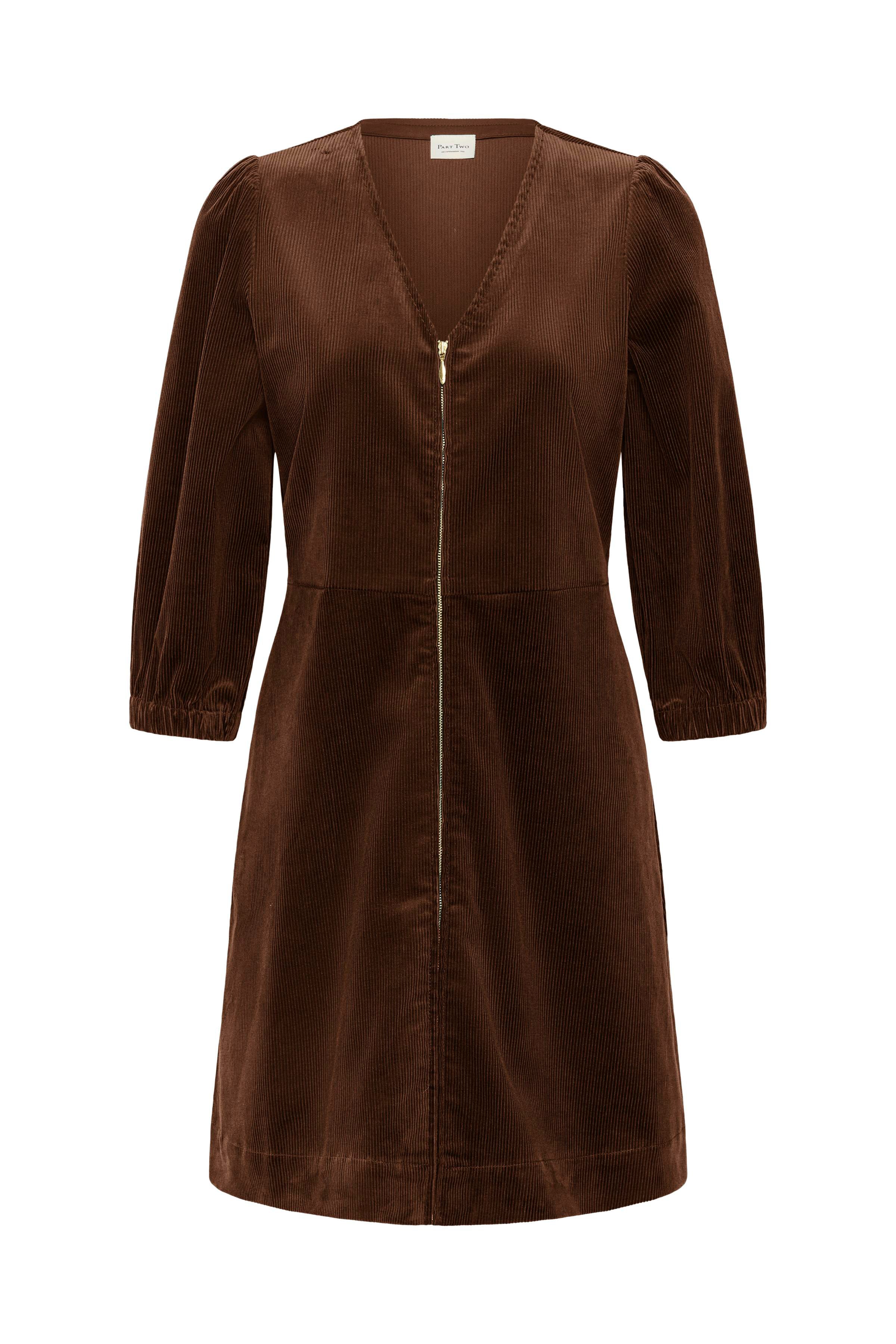 Corinna Brown Cord Zip Dress - 30310797
