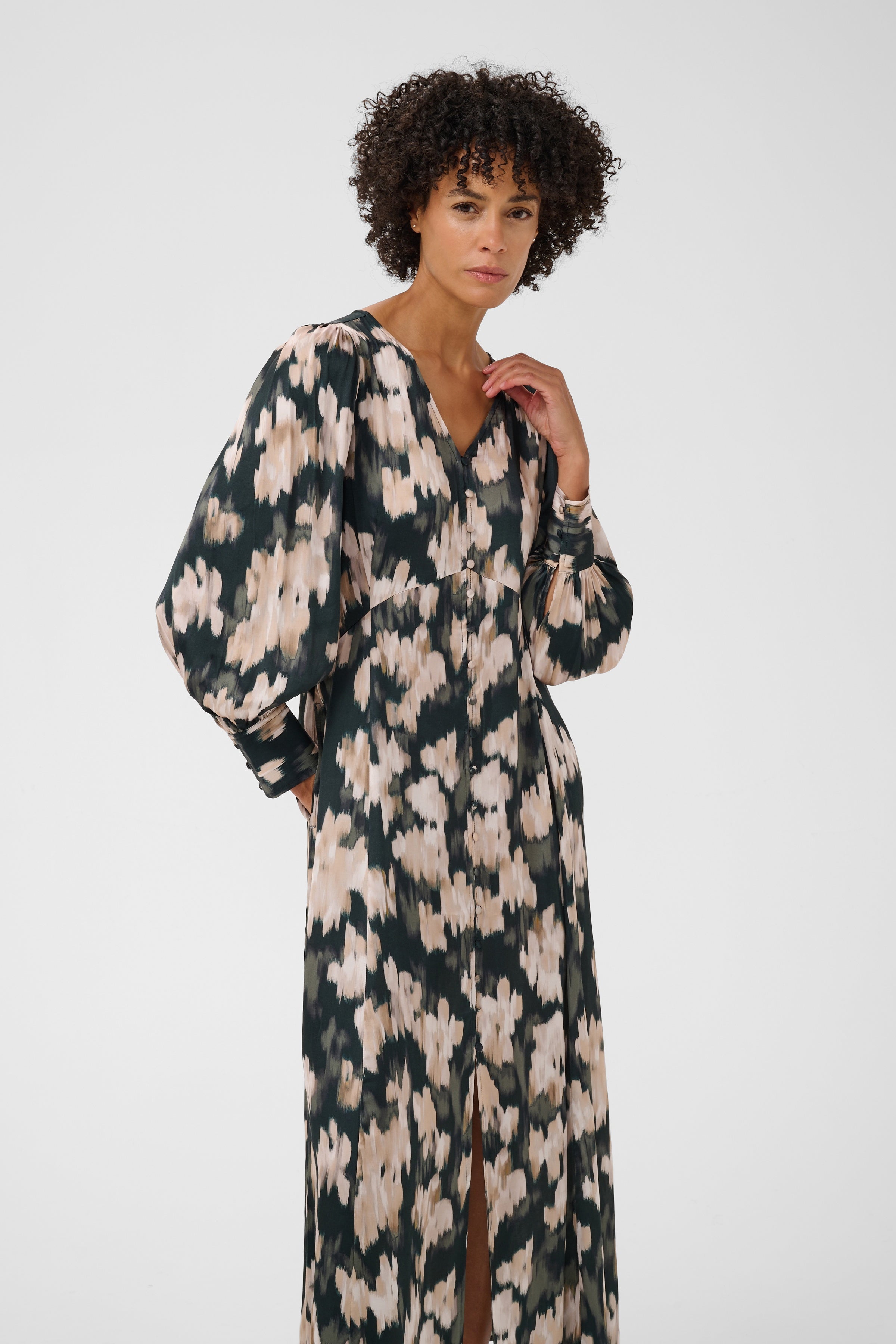Ciluca Green Blurred Flower Dress - 30310810