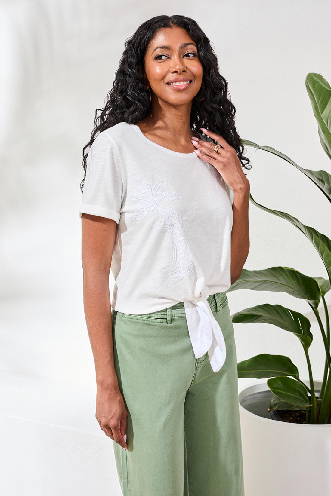 White Front Tie Top - 3081O
