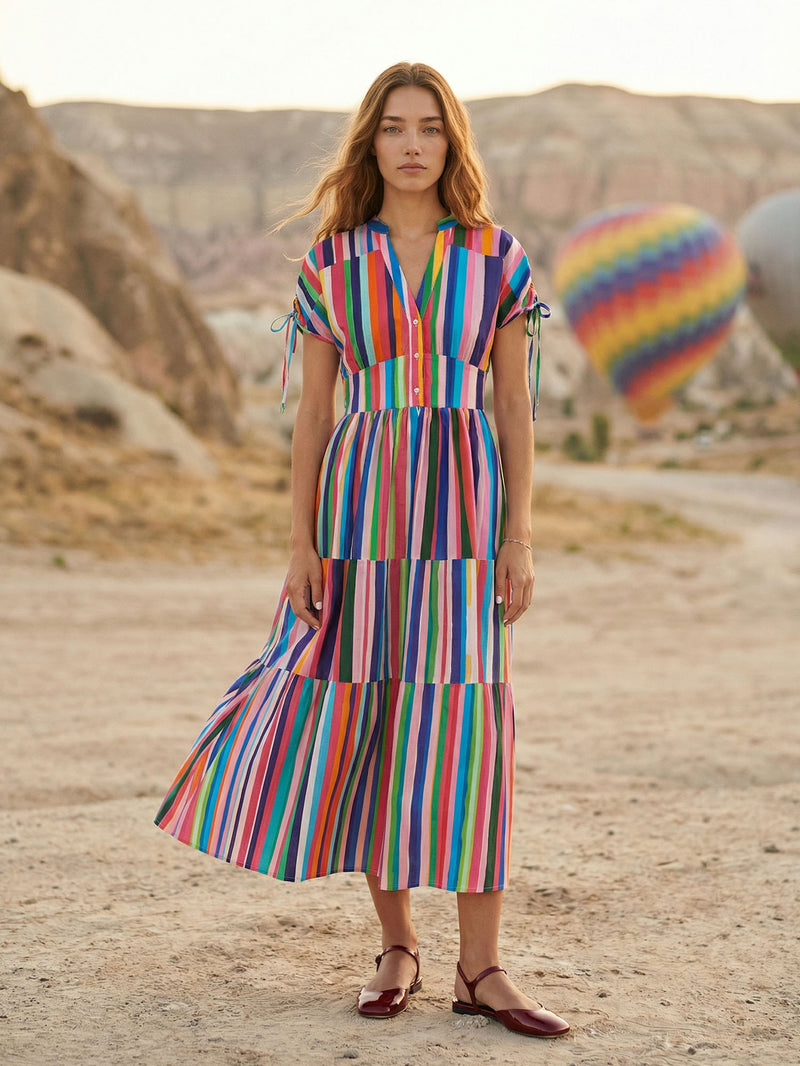 Multi-Colour Striped Dress - 33296