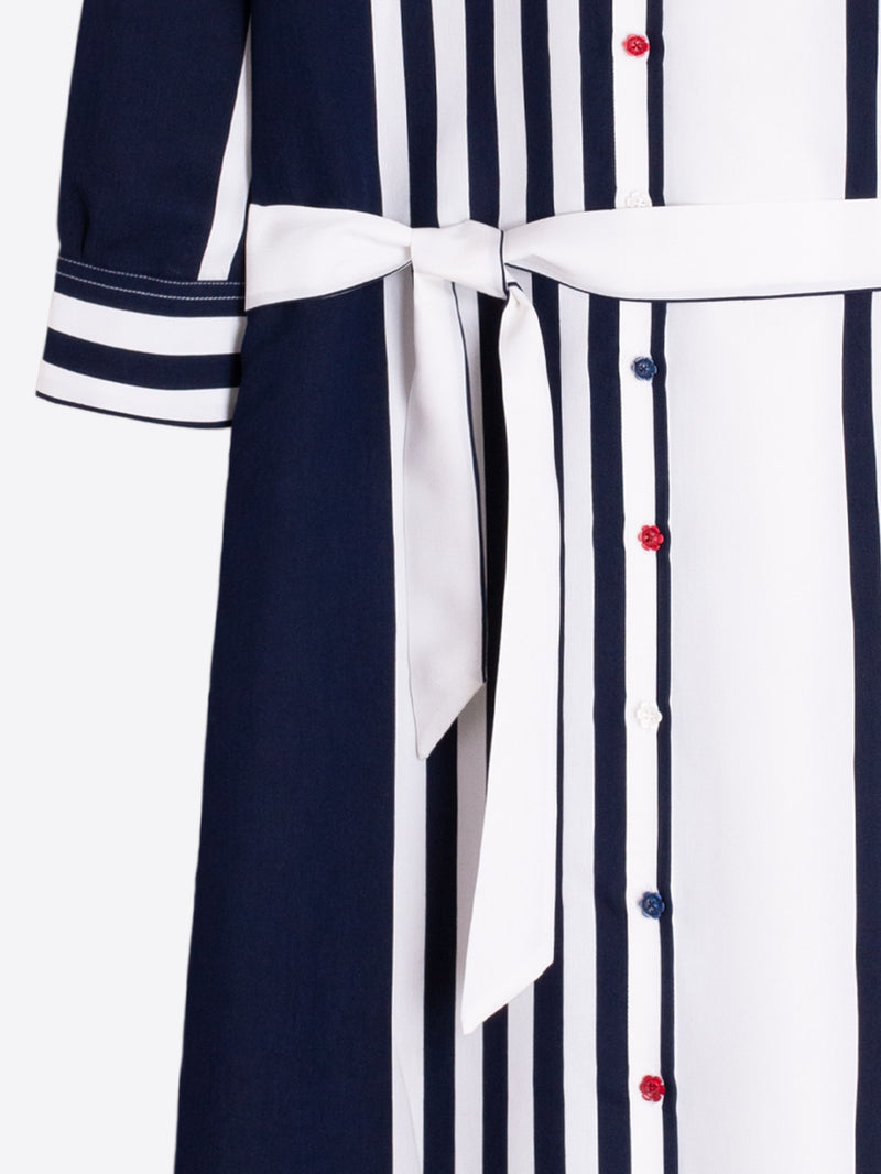 Navy & White Striped Shirt Dress - 33409