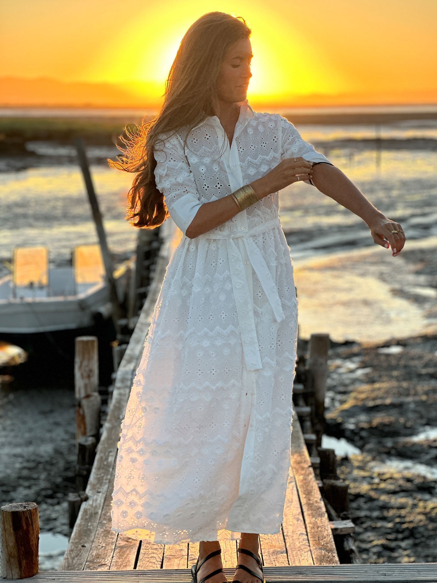White Embroidered Dress - 33430