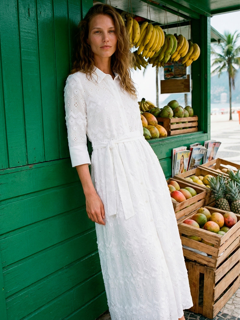 White Embroidered Dress - 33430