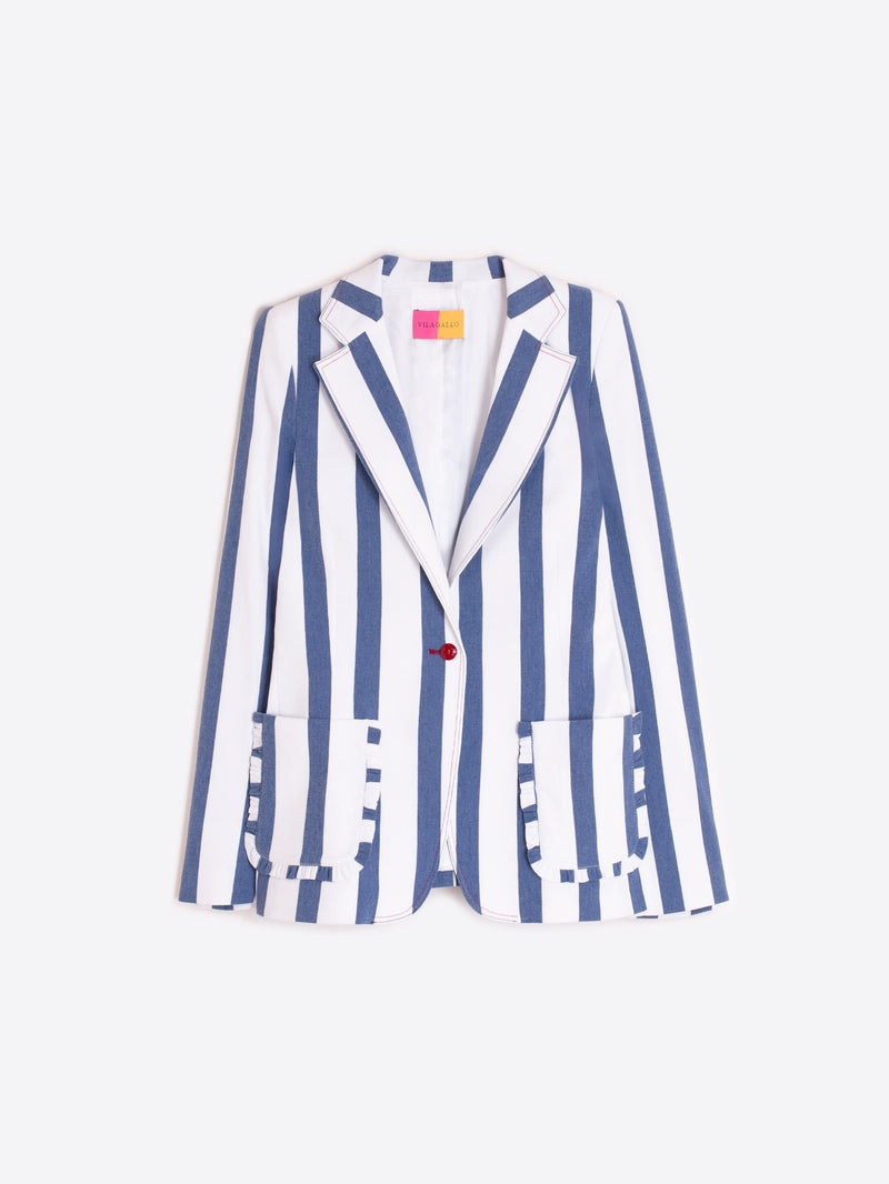 Blue & White Striped Blazer - 33571