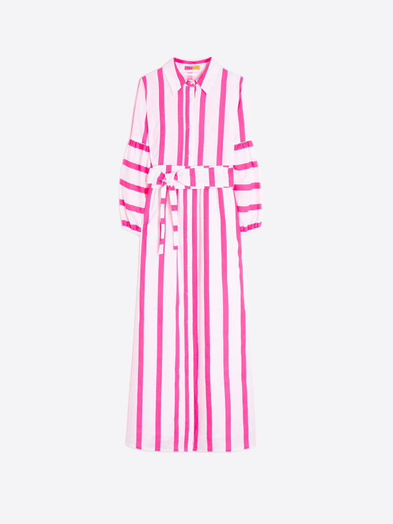 Neon Pink Striped Dress - 33576