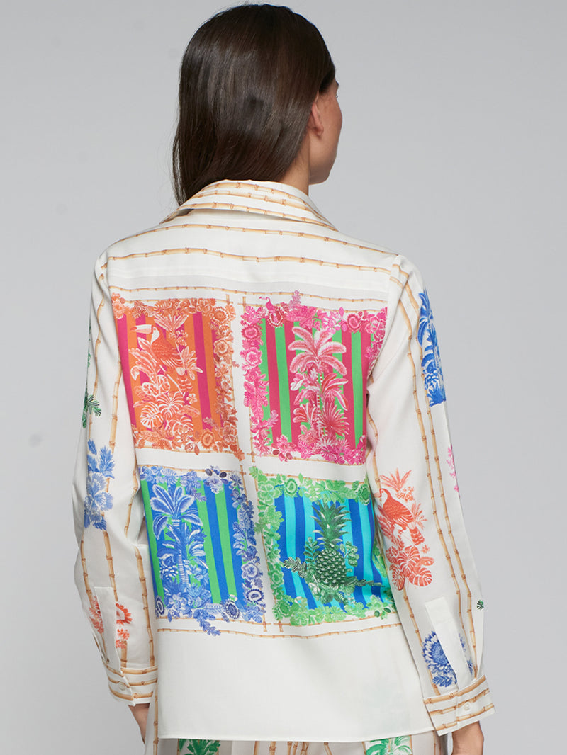 Bamboo & Tropical Motif Shirt - 33647