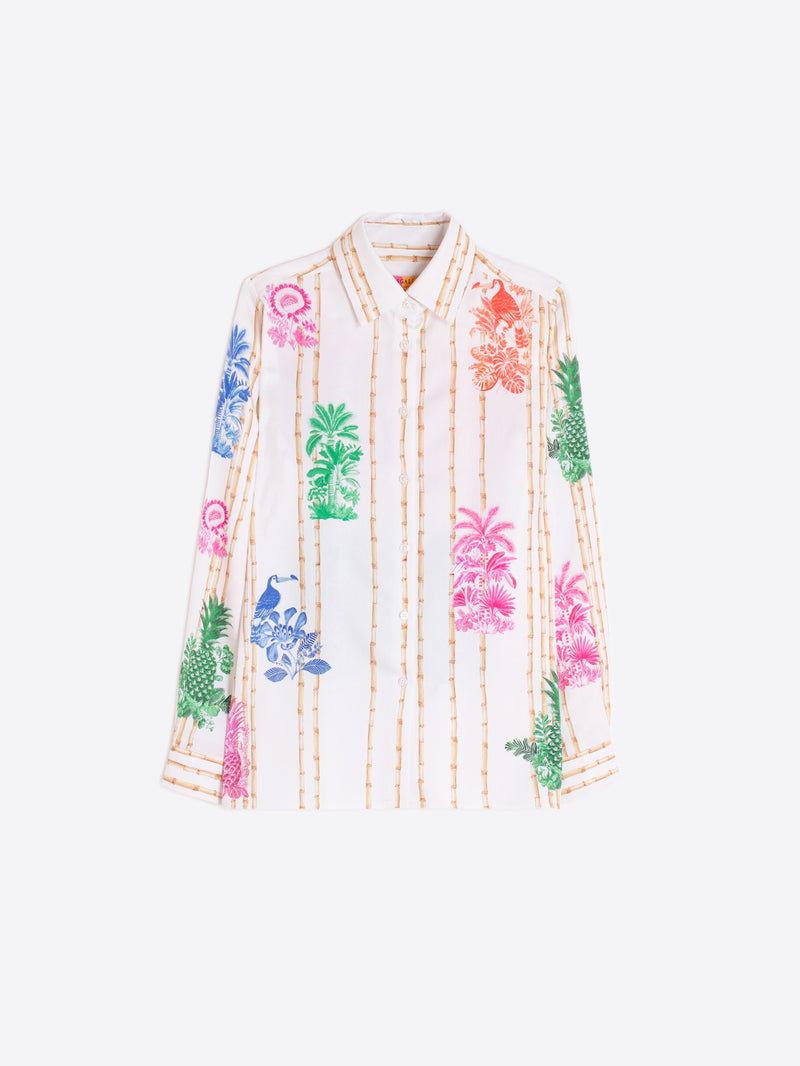 Bamboo & Tropical Motif Shirt - 33647