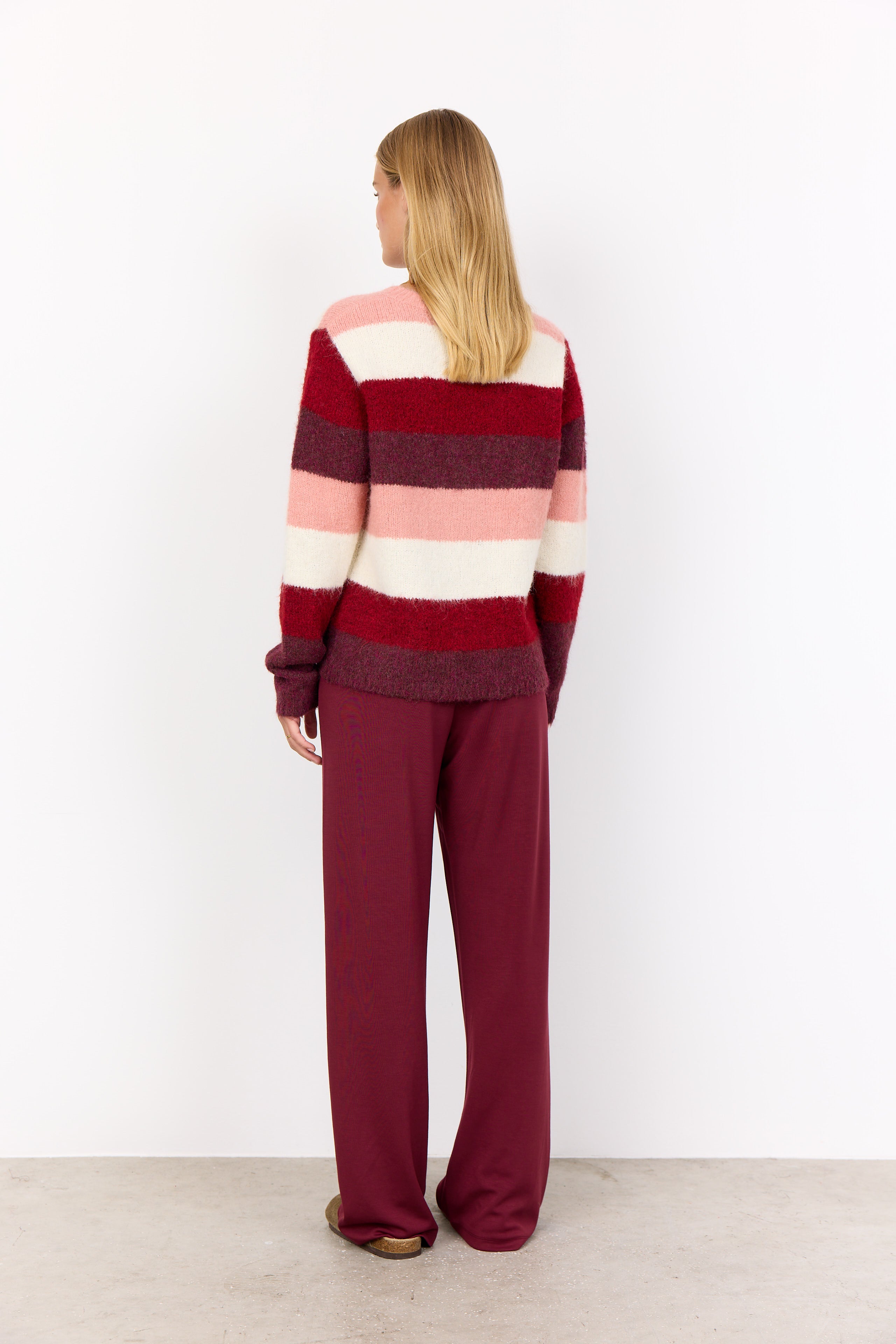 Ilene 3 Dark Red Stripe Sweater - 33709