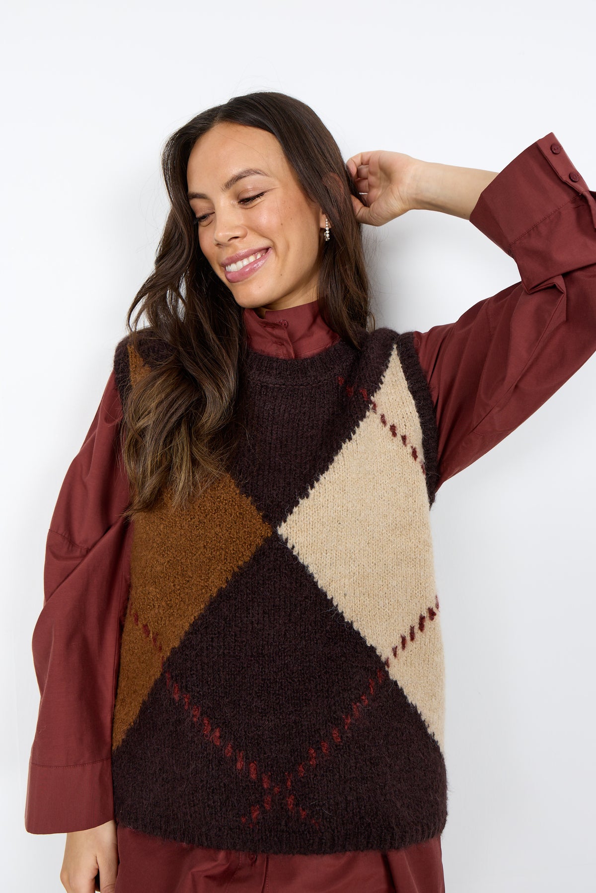 Hacer 1 Chocolate Plum Argyle Waistcoat - 33864