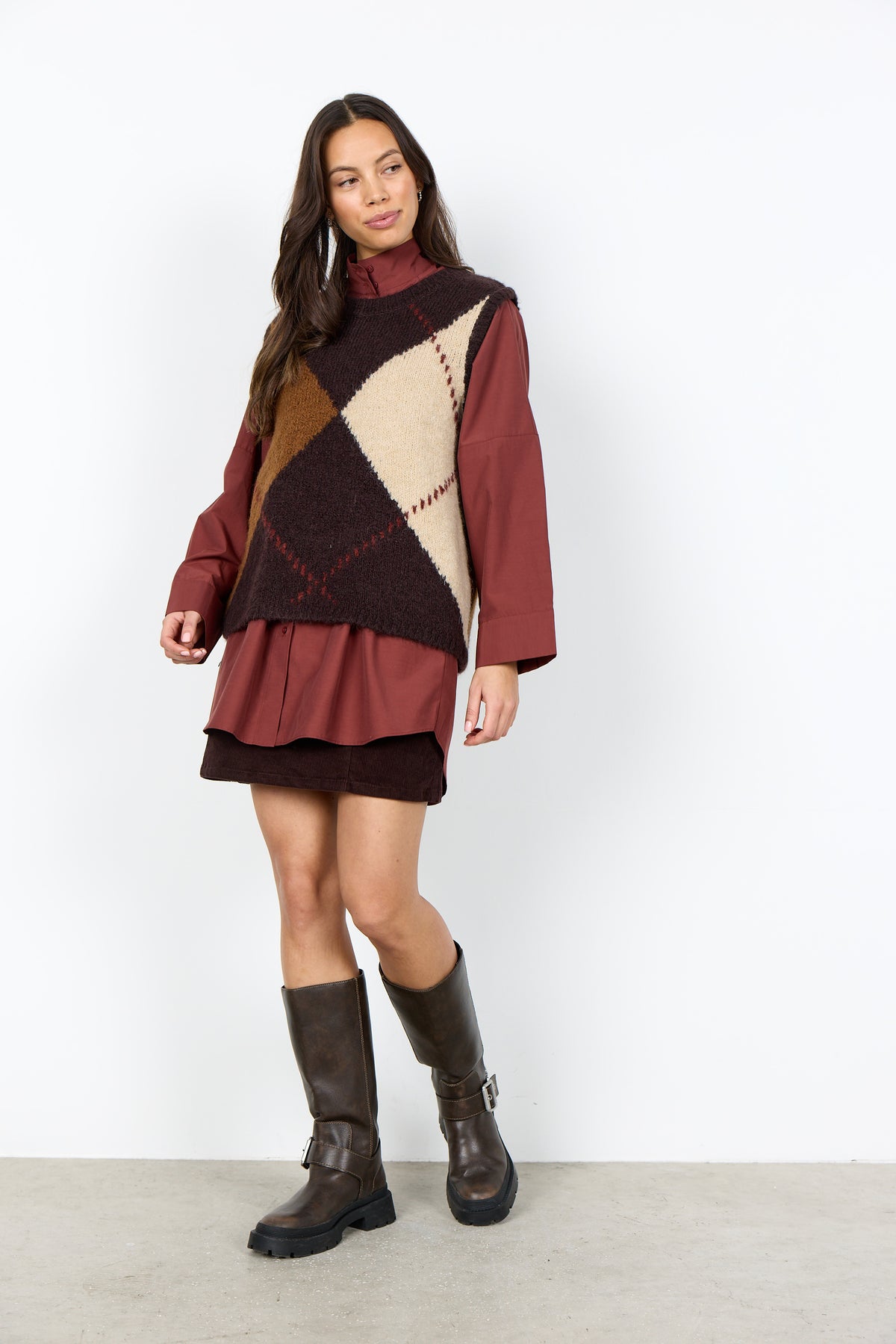 Hacer 1 Chocolate Plum Argyle Waistcoat - 33864