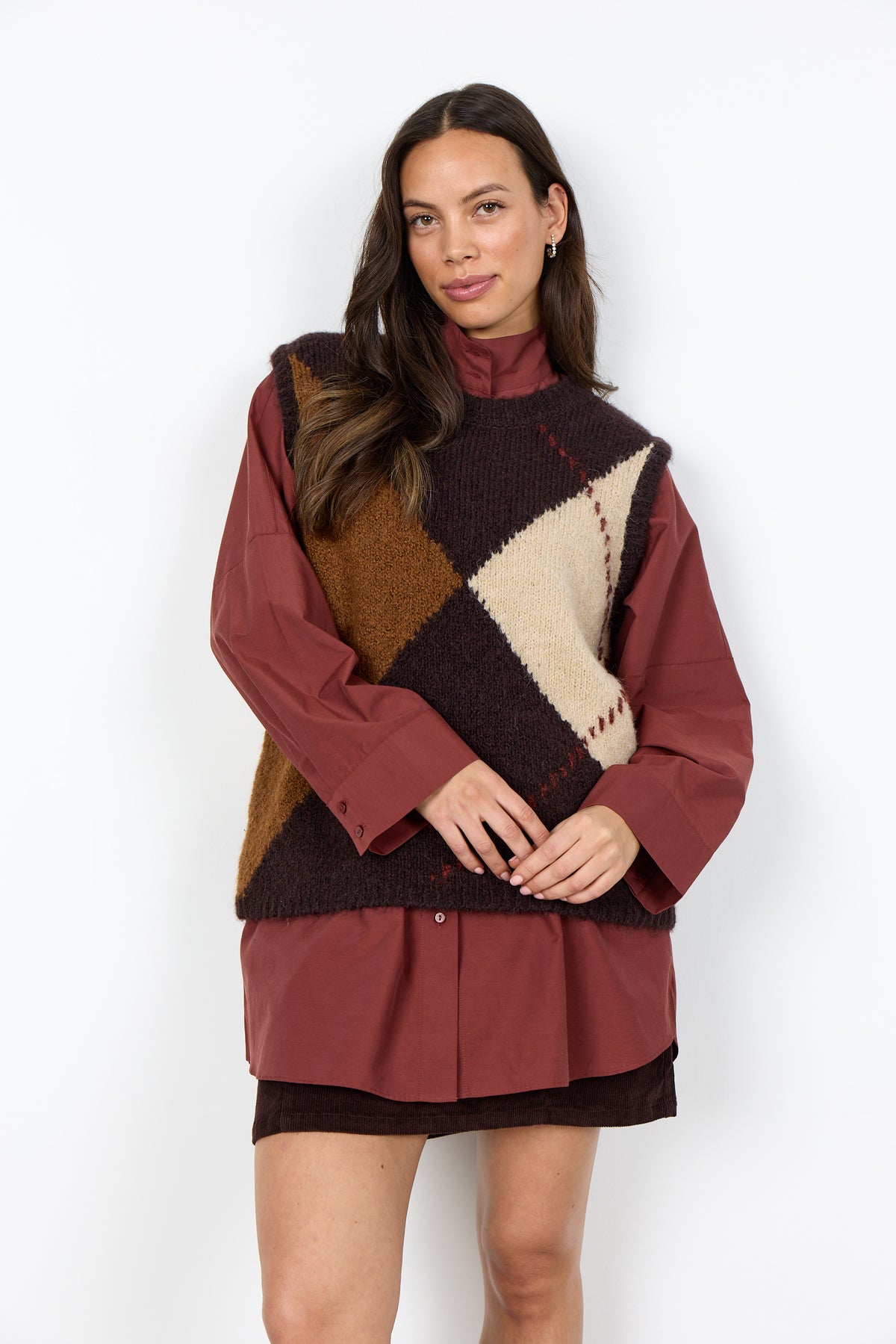 Hacer 1 Chocolate Plum Argyle Waistcoat - 33864