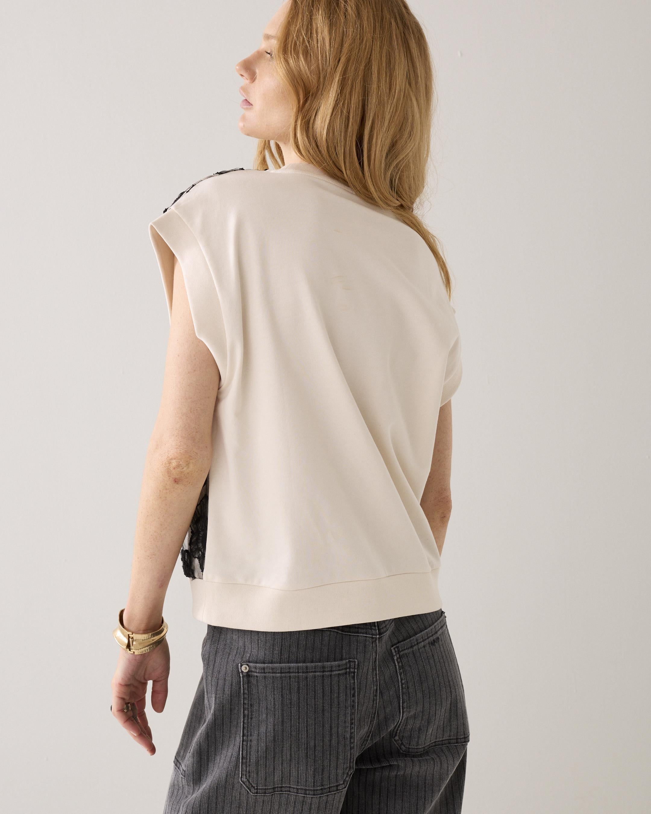 Ivory & Black Flower Top - 3S5264