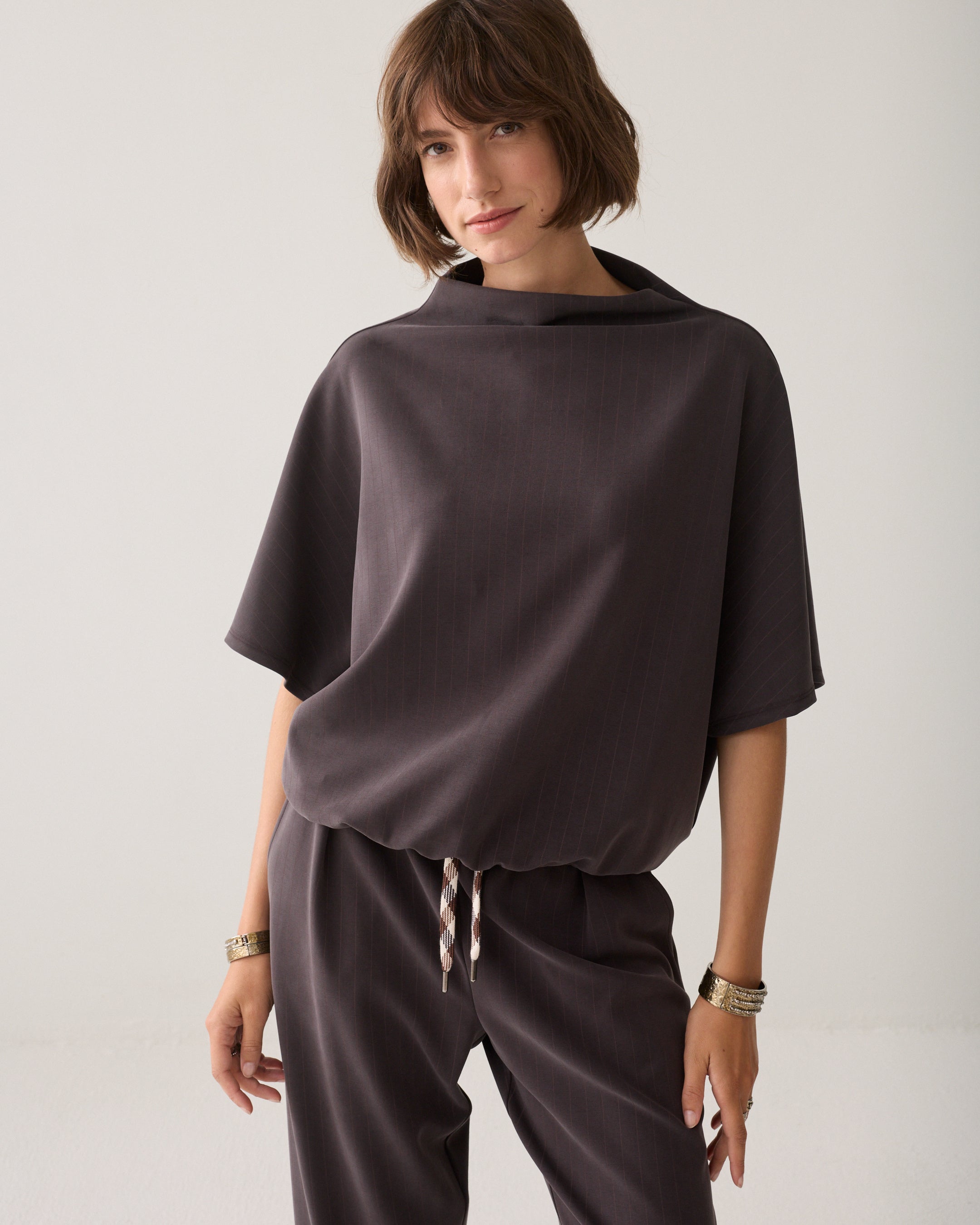 Dark Chocolate Pinstripe Top - 3s5363