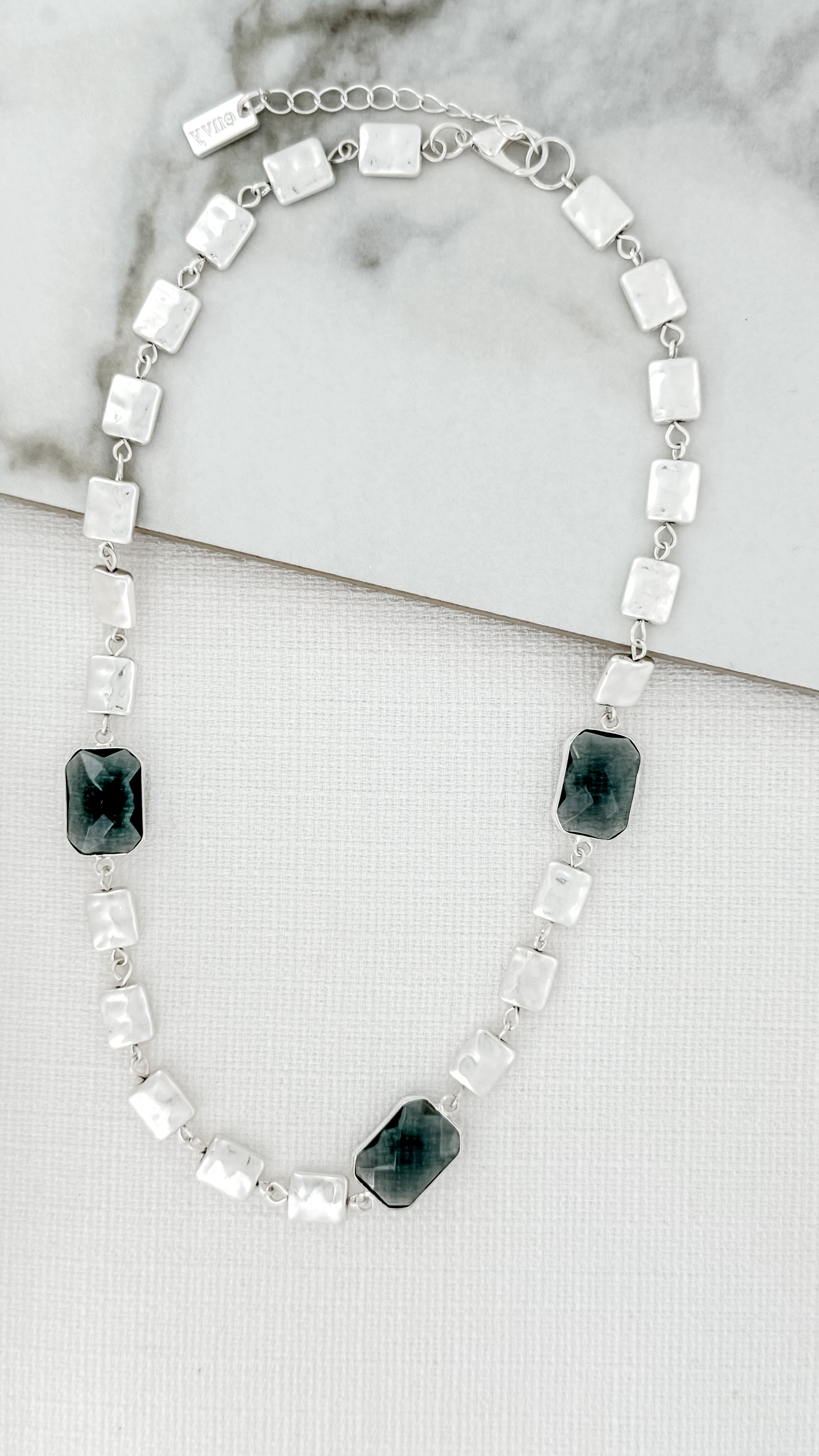 Silver Square Link Necklace - 4030