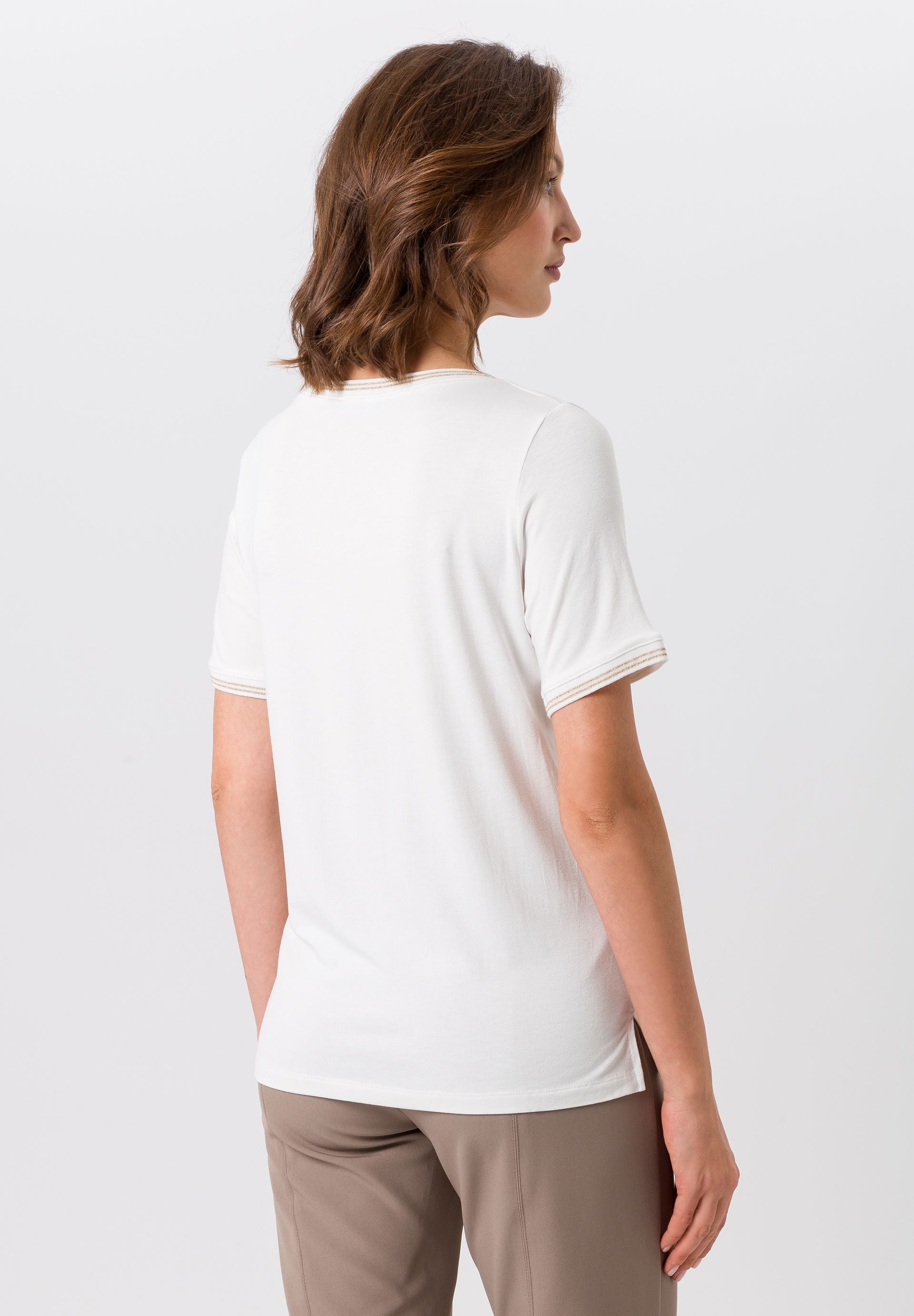 Ecru Metallic Print Top - 412453