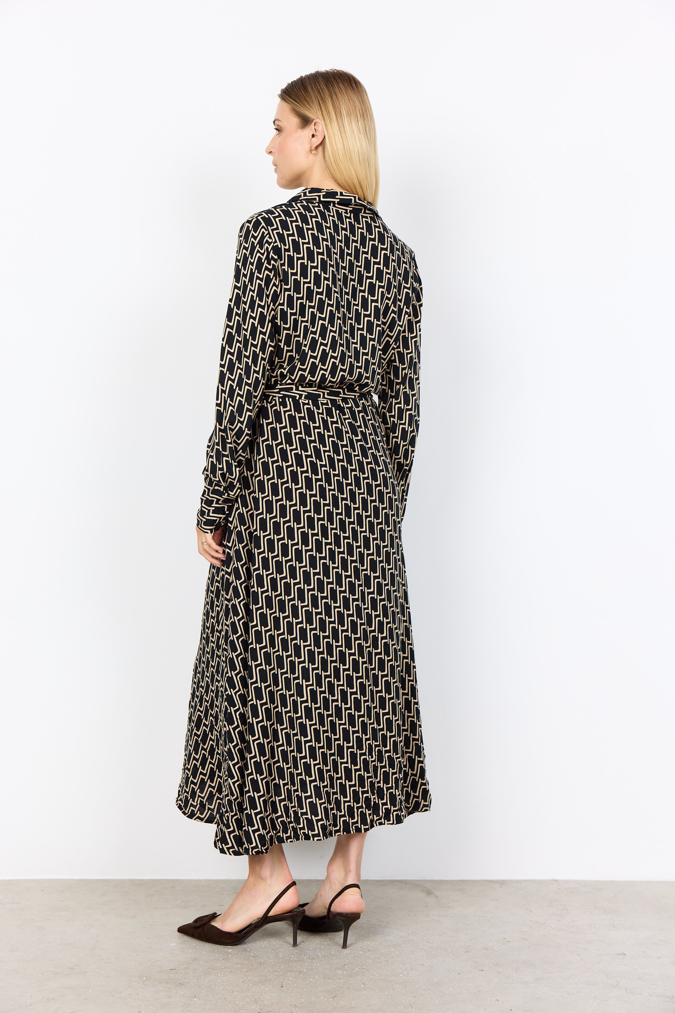 Varla 3 Black Geometric Print Dress - 41374