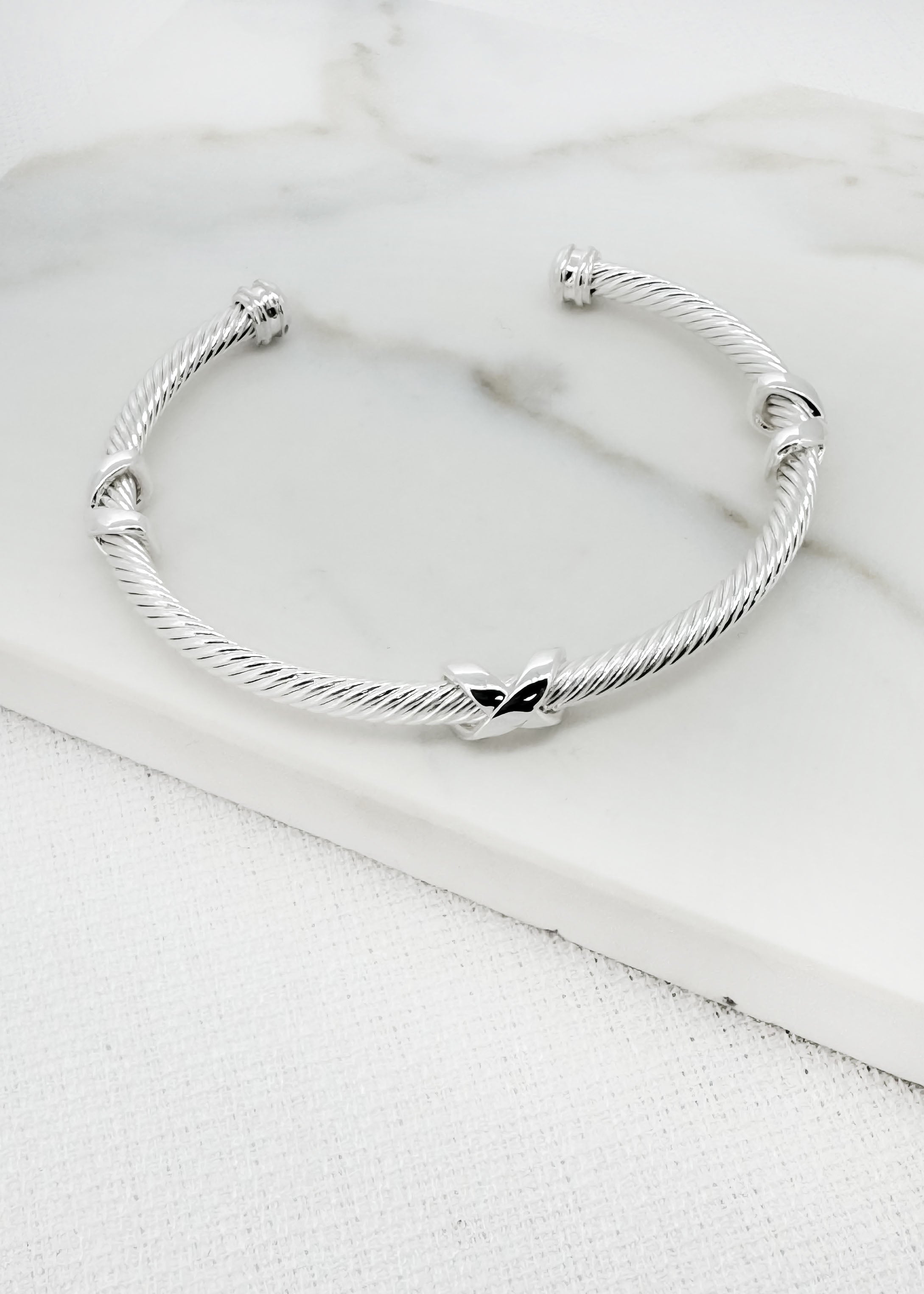 Silver Textured Bangle - 4341