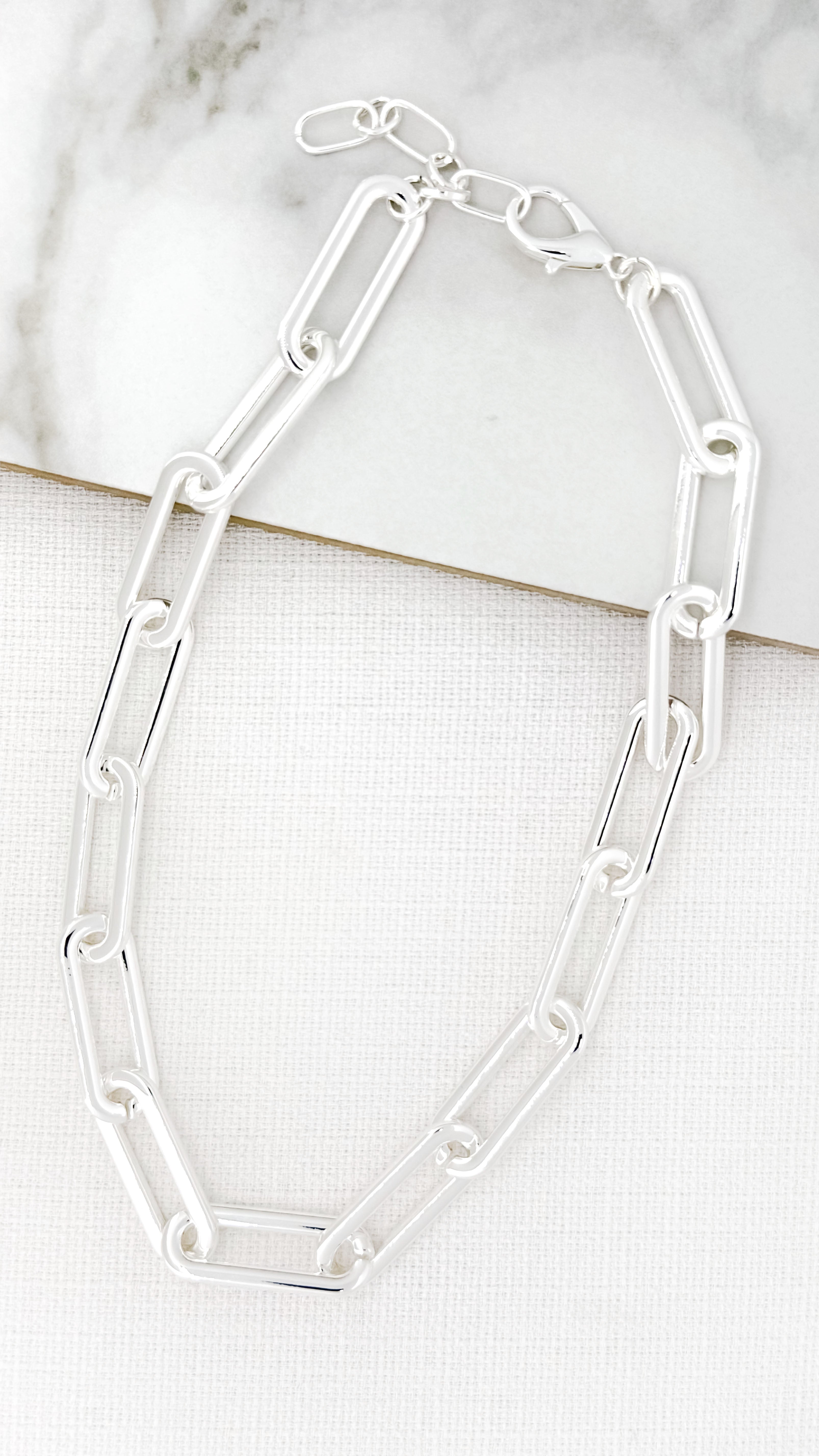 Short Silver Link Necklace - 4371