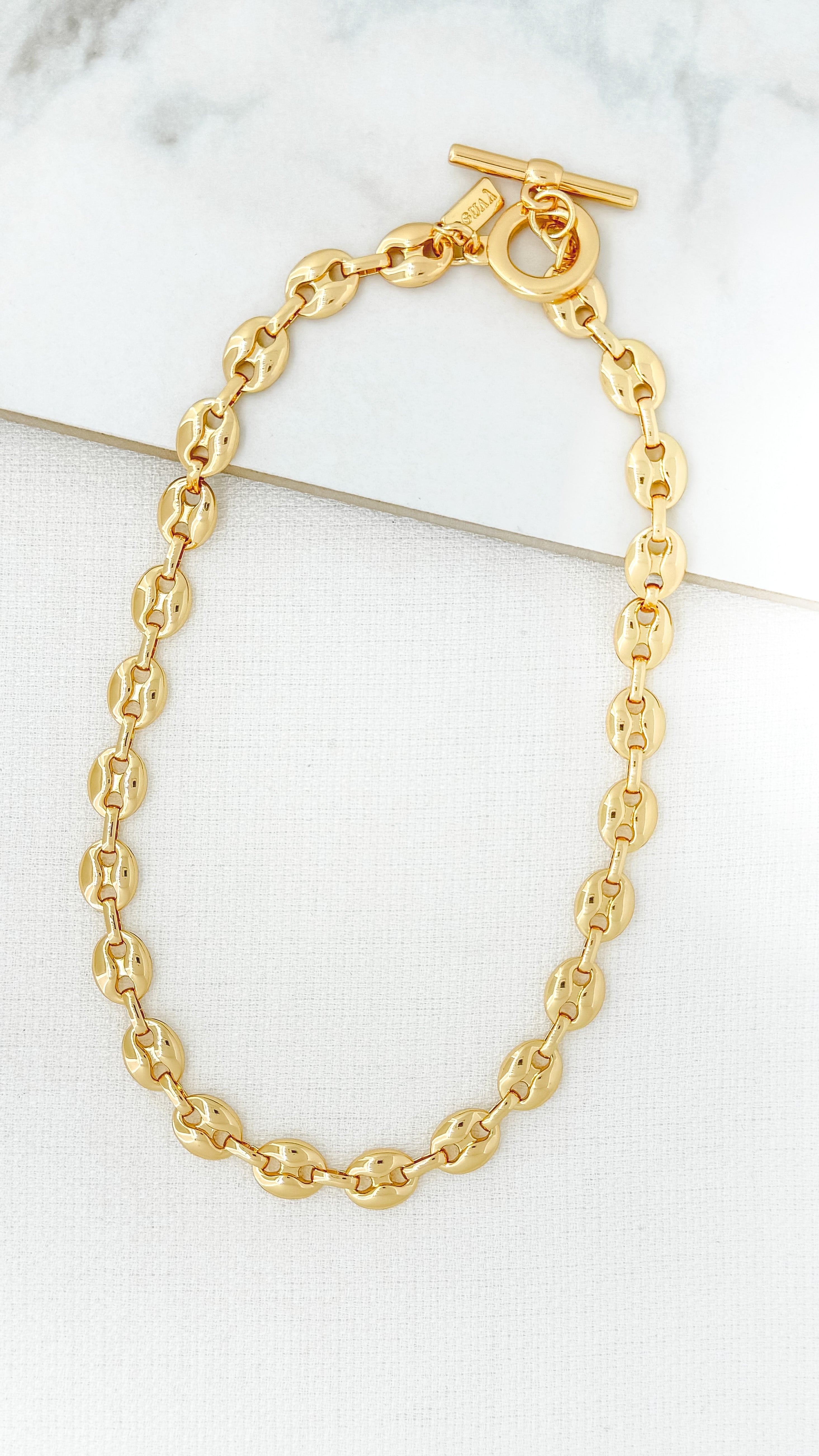 Gold Short T-Bar Necklace - 4575