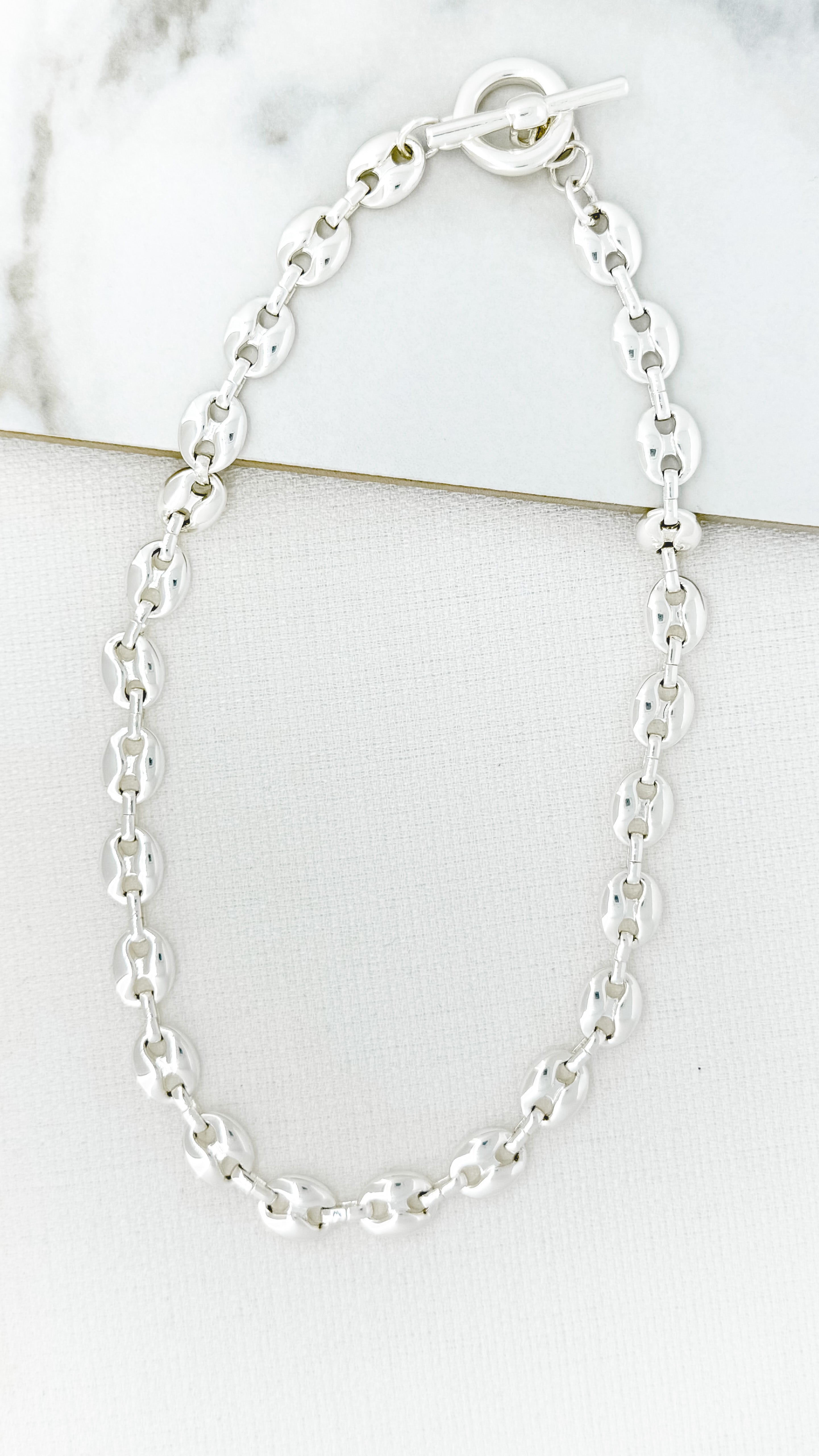 Silver Short T-Bar Necklace - 4575
