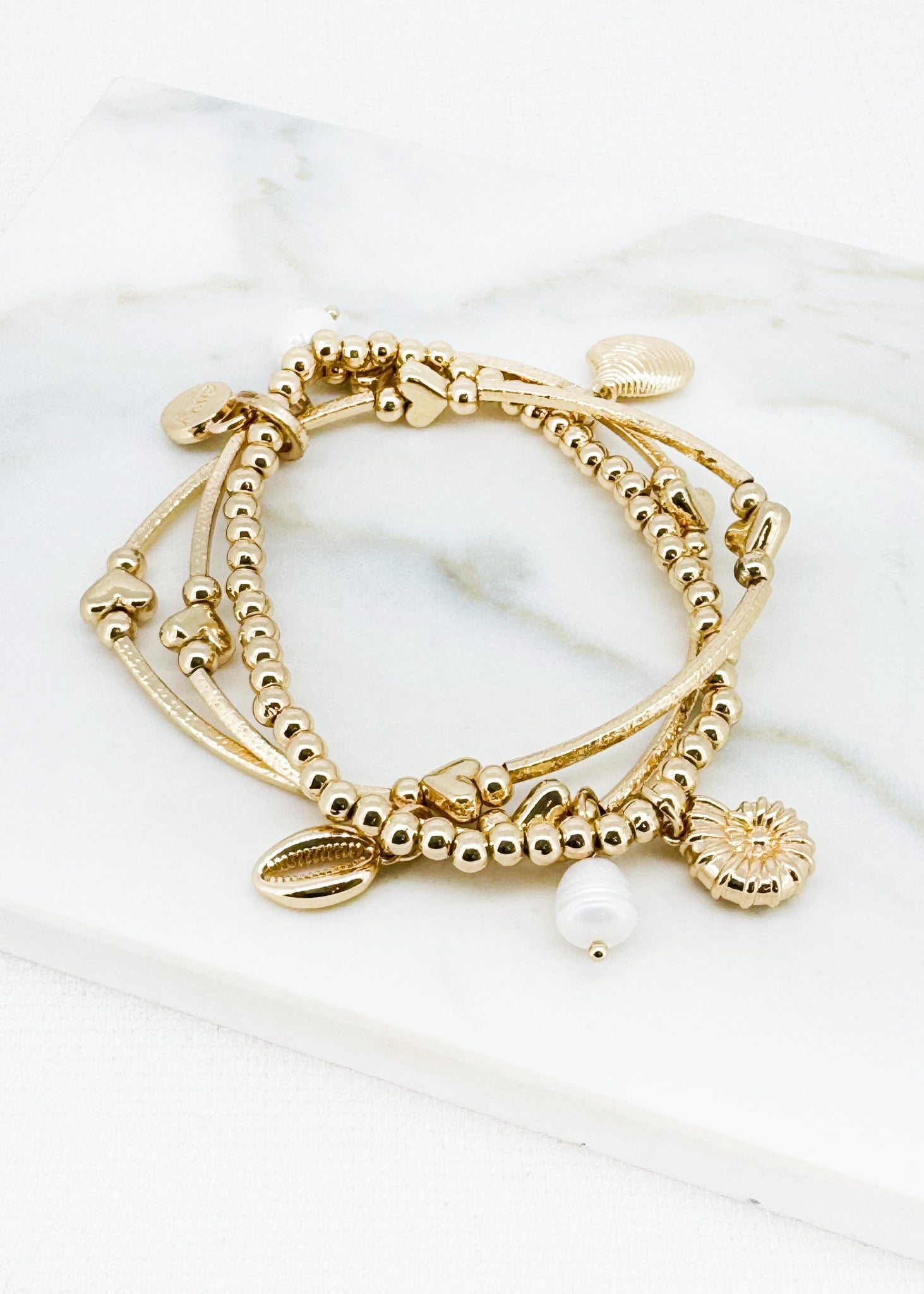 Gold Stretch Charm Bracelet - 4899