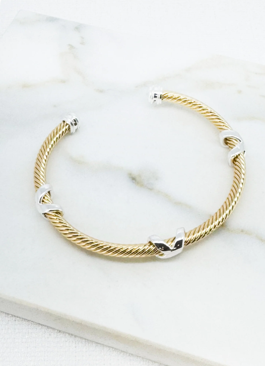 Gold & Silver Kiss Bangle - 4911