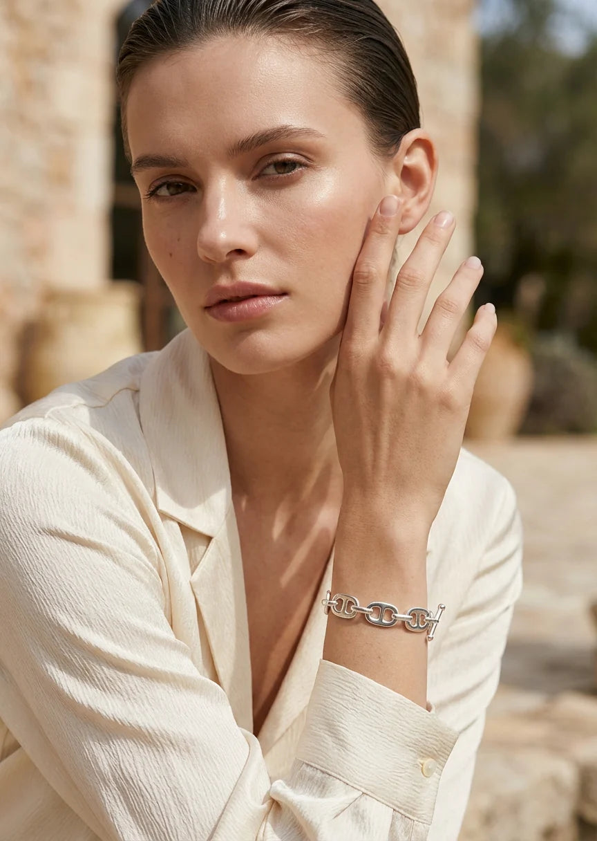 Silver Link T-Bar Bracelet - 4929