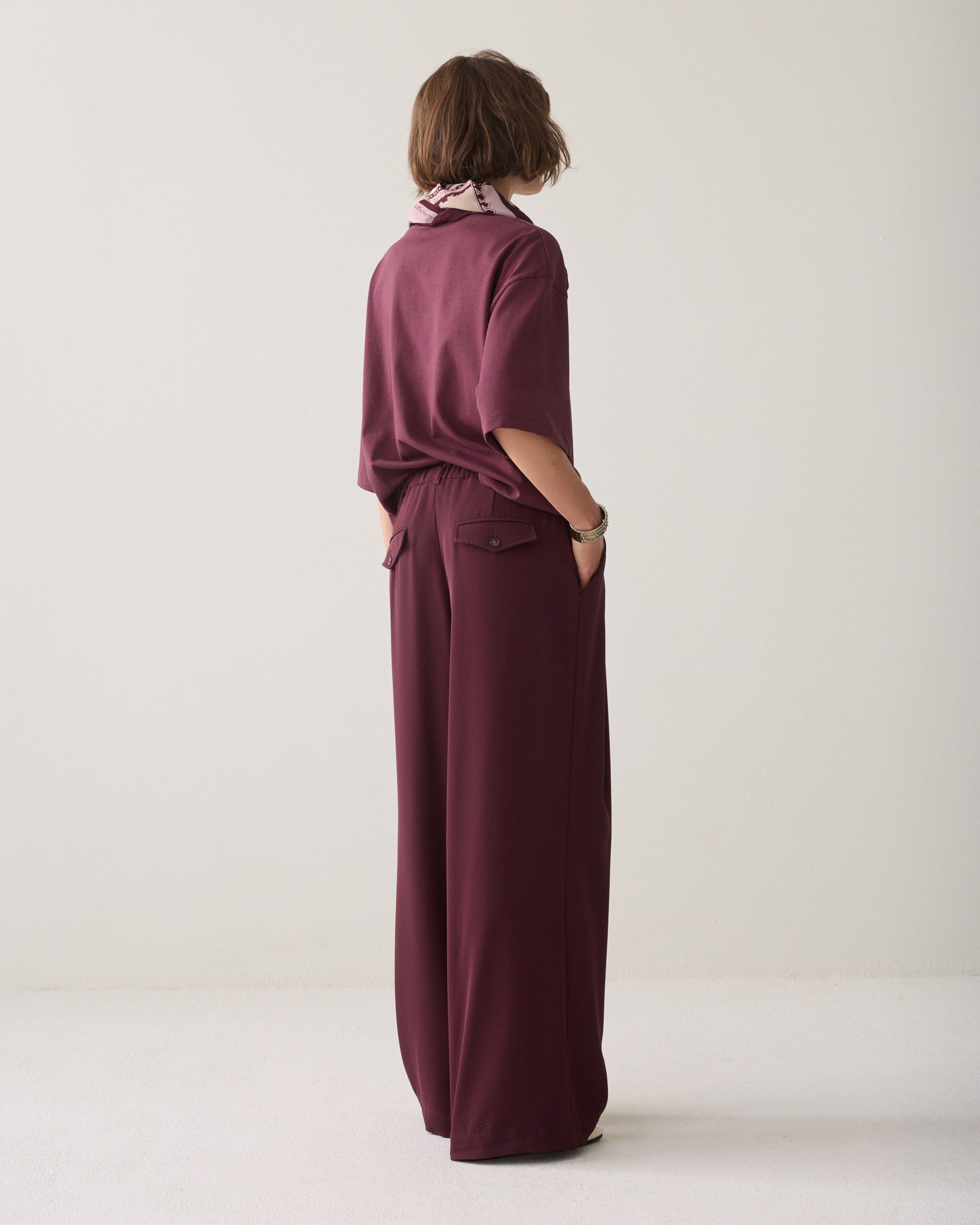 Dark Burgundy Wide Leg Trousers - 4s2872