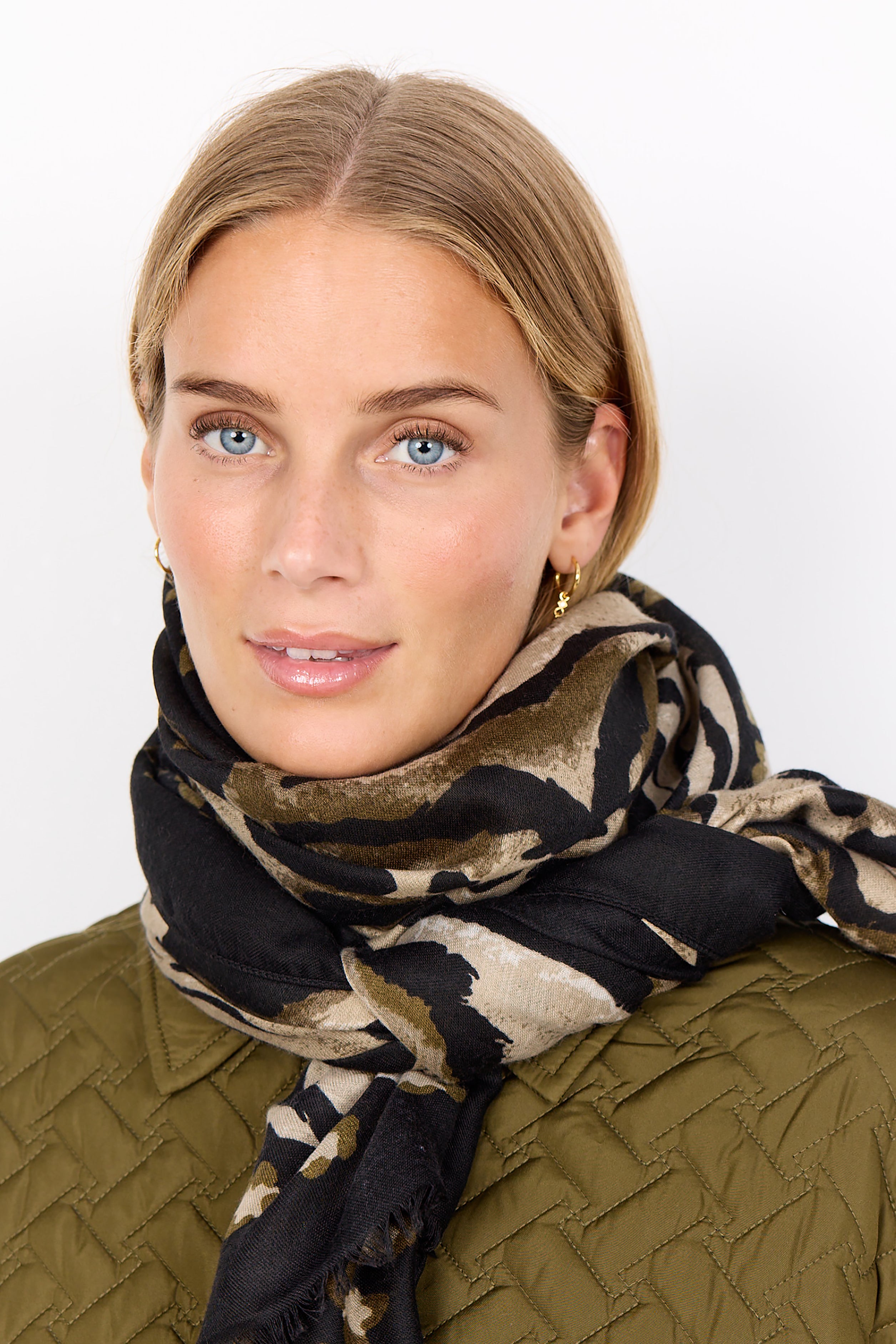 Virna 1 Dark Olive Combi Scarf - 51440