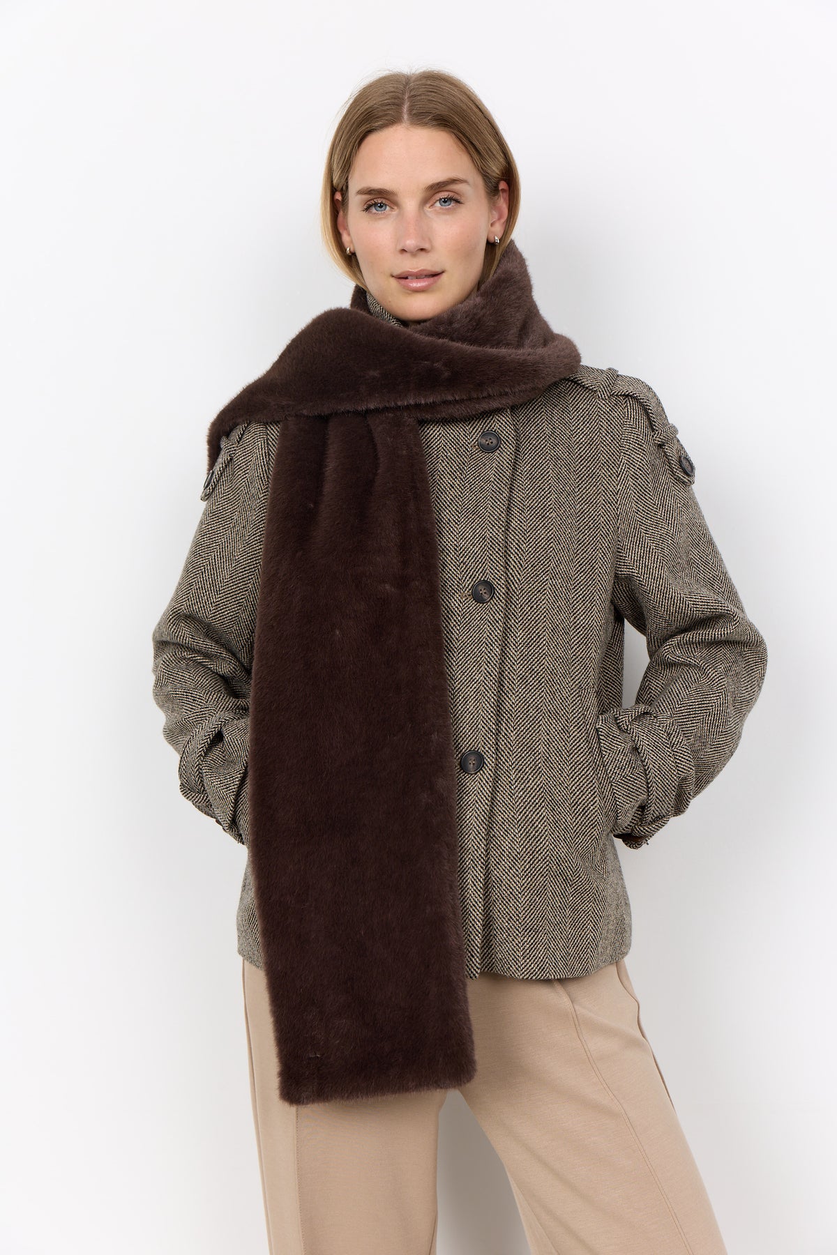 Vendla 2 Chocolate Plum Faux Fur Scarf - 51443