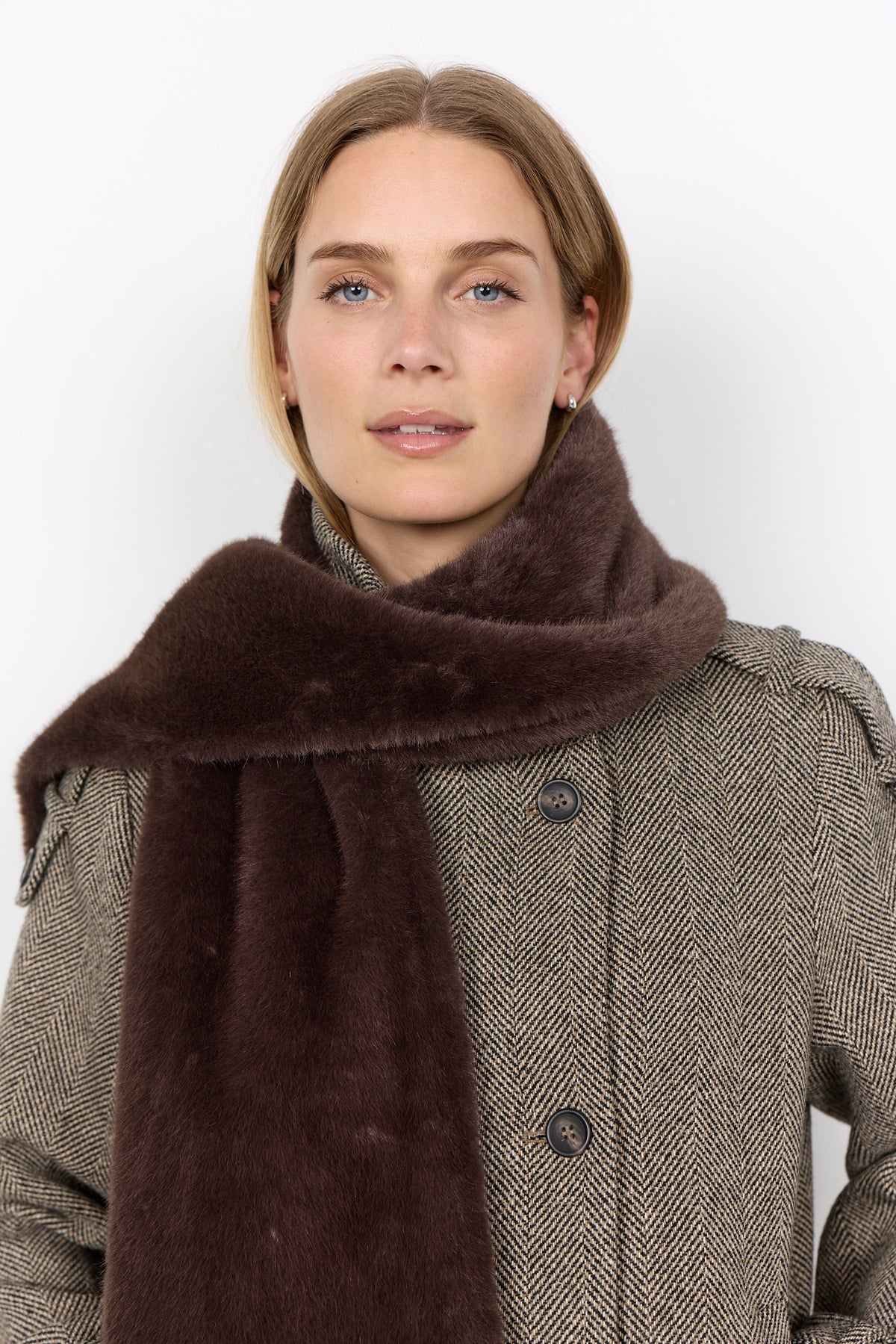 Vendla 2 Chocolate Plum Faux Fur Scarf - 51443