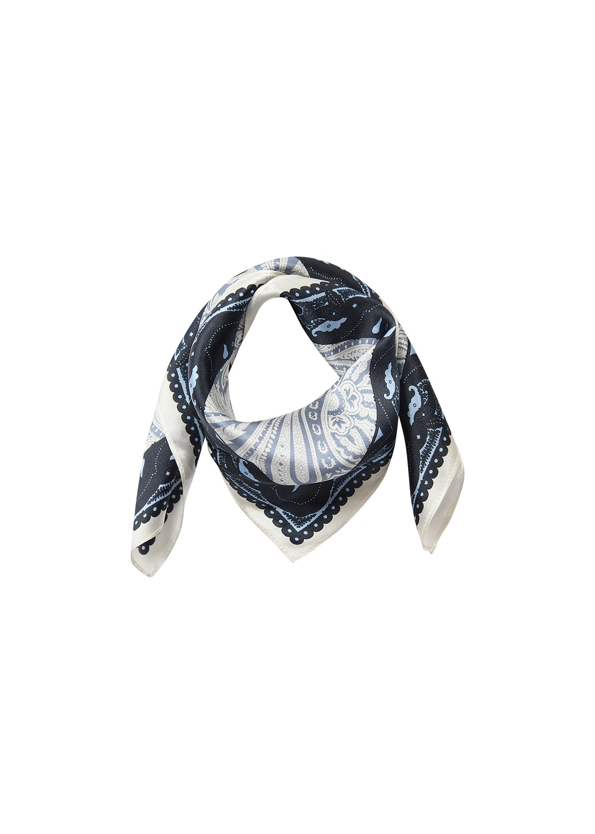 Hagar 1 Navy Square Silk Scarf - 51552