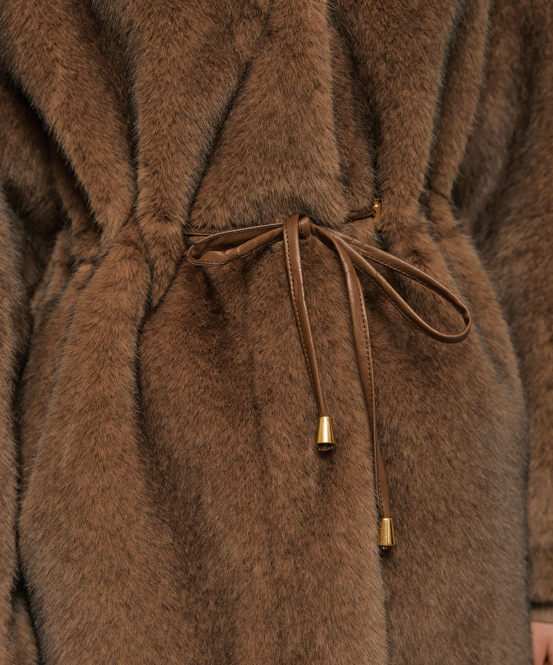 Brown Faux Fur Coat - 54-9142