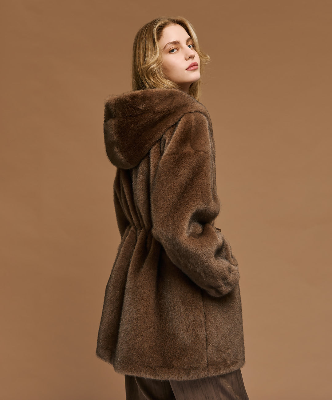 Brown Faux Fur Coat - 54-9142
