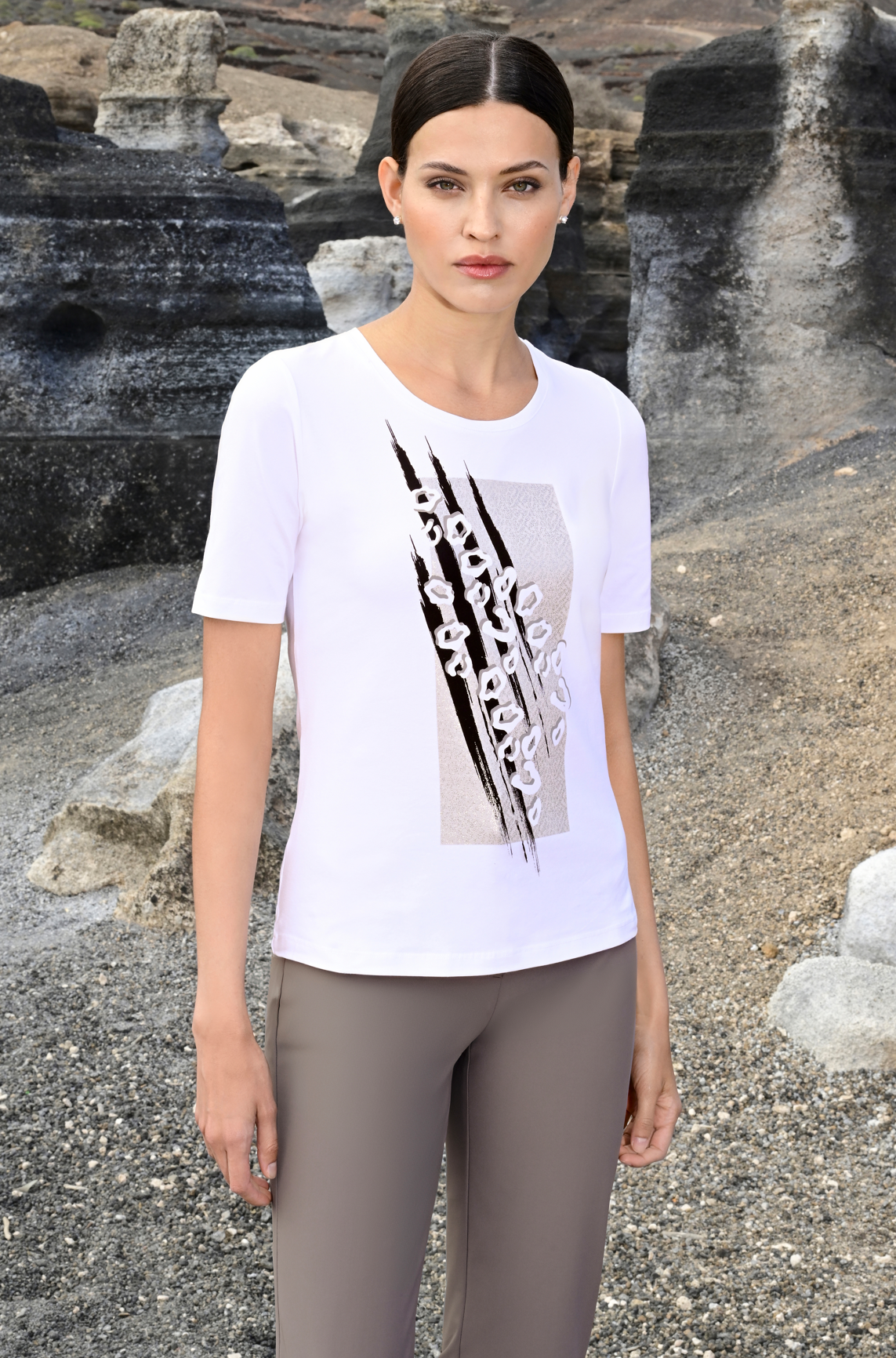 White Front Print T-Shirt - 64333
