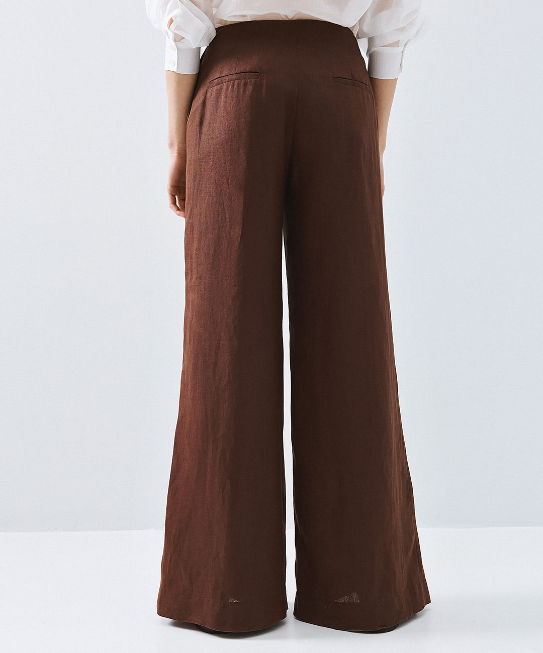 Coffee Linen Blend Pants - 63-5007