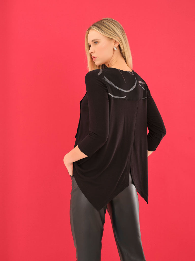 Black Print Top - 75121