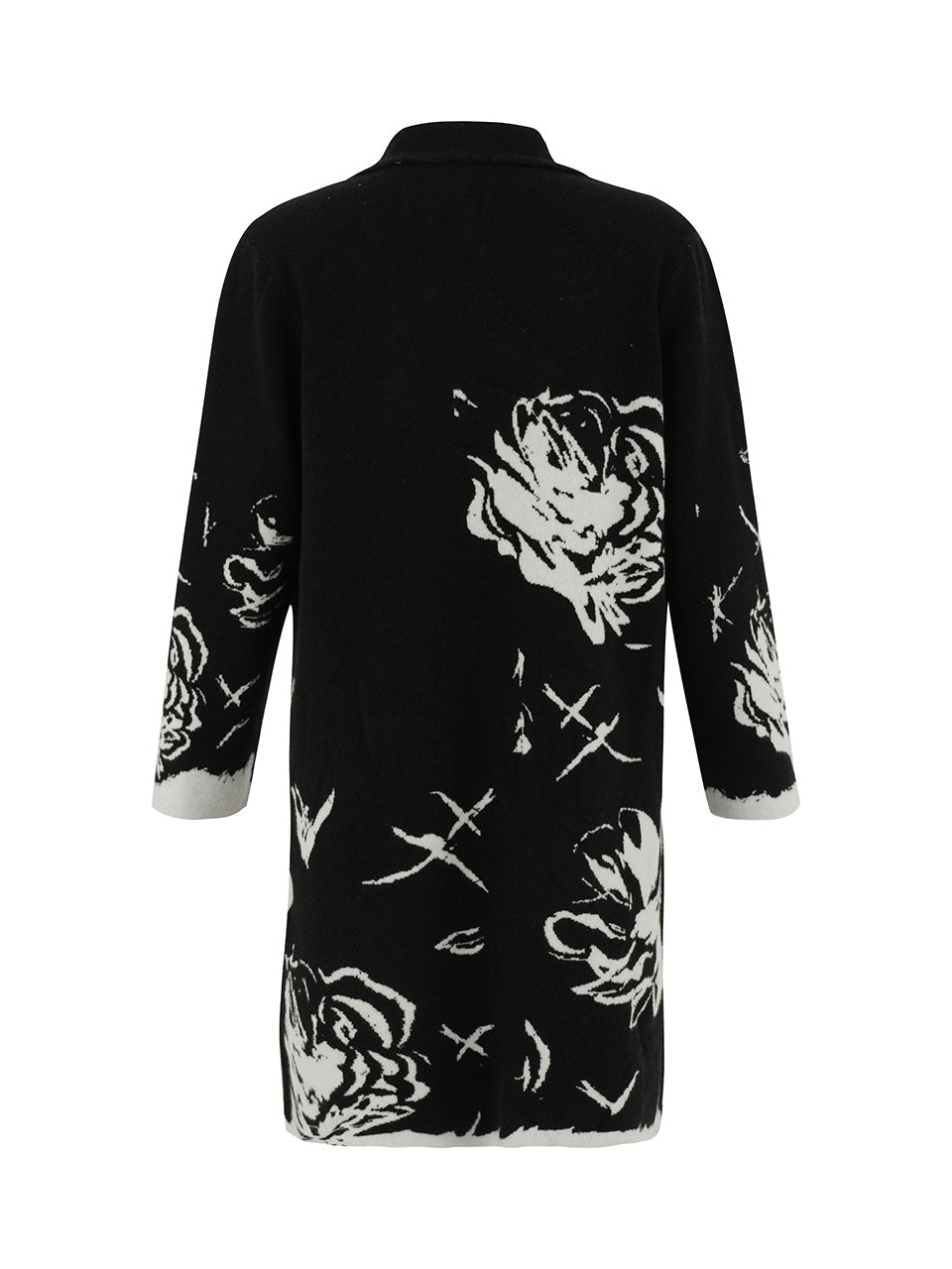 Black Floral Print Coat - 75301