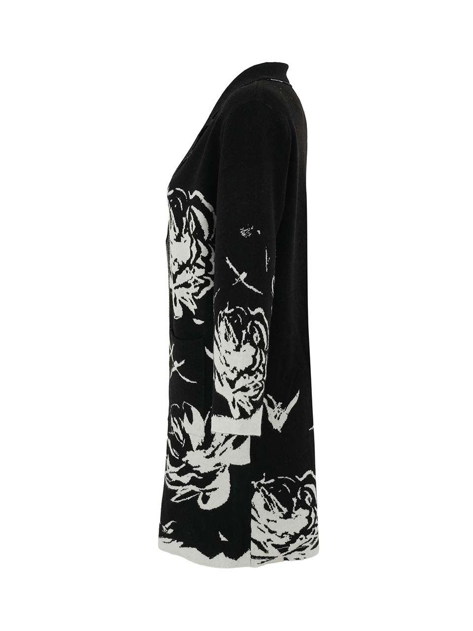 Black Floral Print Coat - 75301