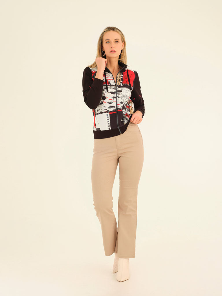 Black Print Zip Jacket - 75645
